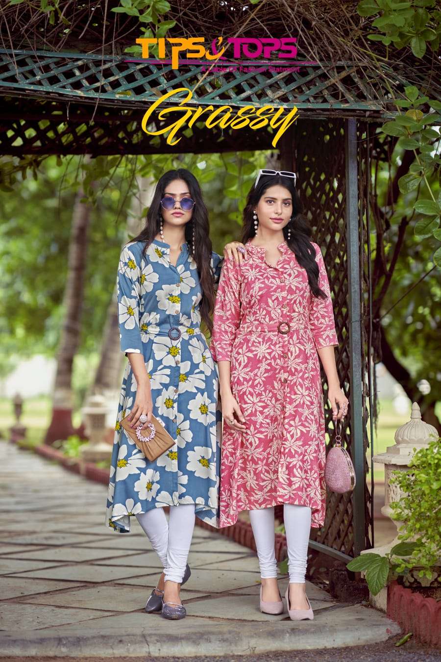 GRACCY BY TIPS & TOPS HEAVY RAYON PRINT WITH A LINE BELT KURTI 