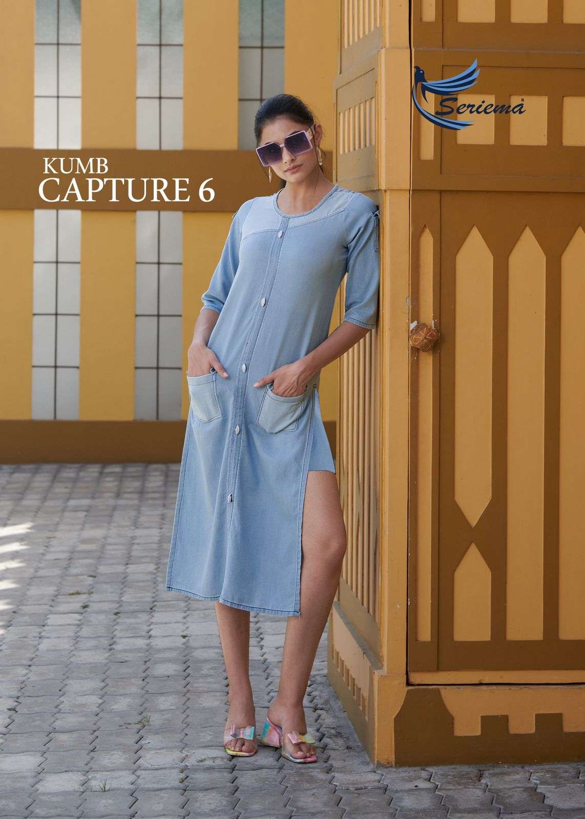 KUMB CAPTURE VOL-6 BY SERIMA DIFFERENT SHADES OF DENIM WITH AARI HAND WORK 