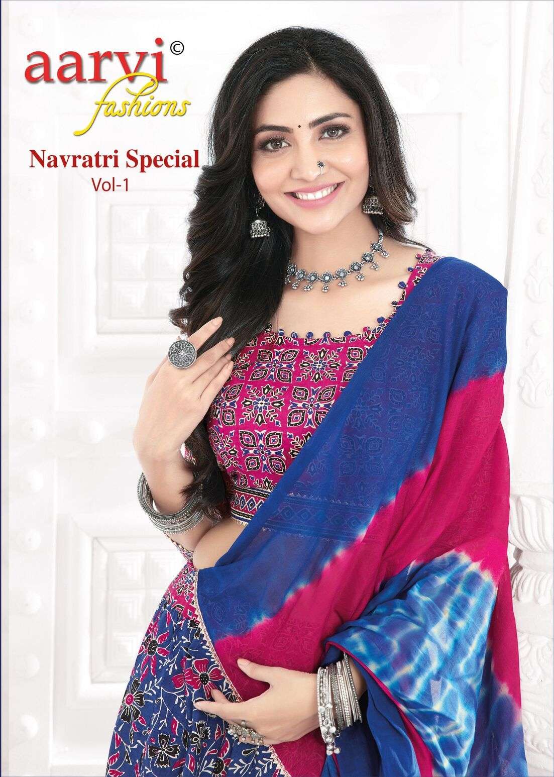 NAVRATRI VOL-1 BY AARVI FASHION COTTON FABRIC TRADITIONAL CHANIYA CHOLI WITH JAIPURI GOTTA LACE 