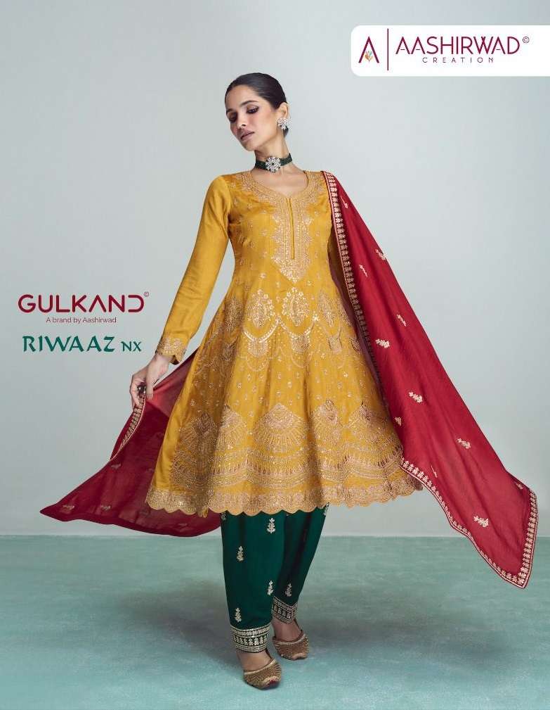 RIWAAZ NX BY AASHIRWAD CREATION PREMIUM SILK WITH FLORAL EMBROIDERY KURTI PANT & DUPATTA 