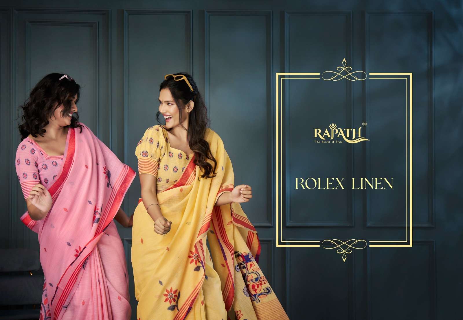 ROLEX BY RAJPATH HANDLOOM LINEN WITH BEAUTIFUL WEAVING SAREES 