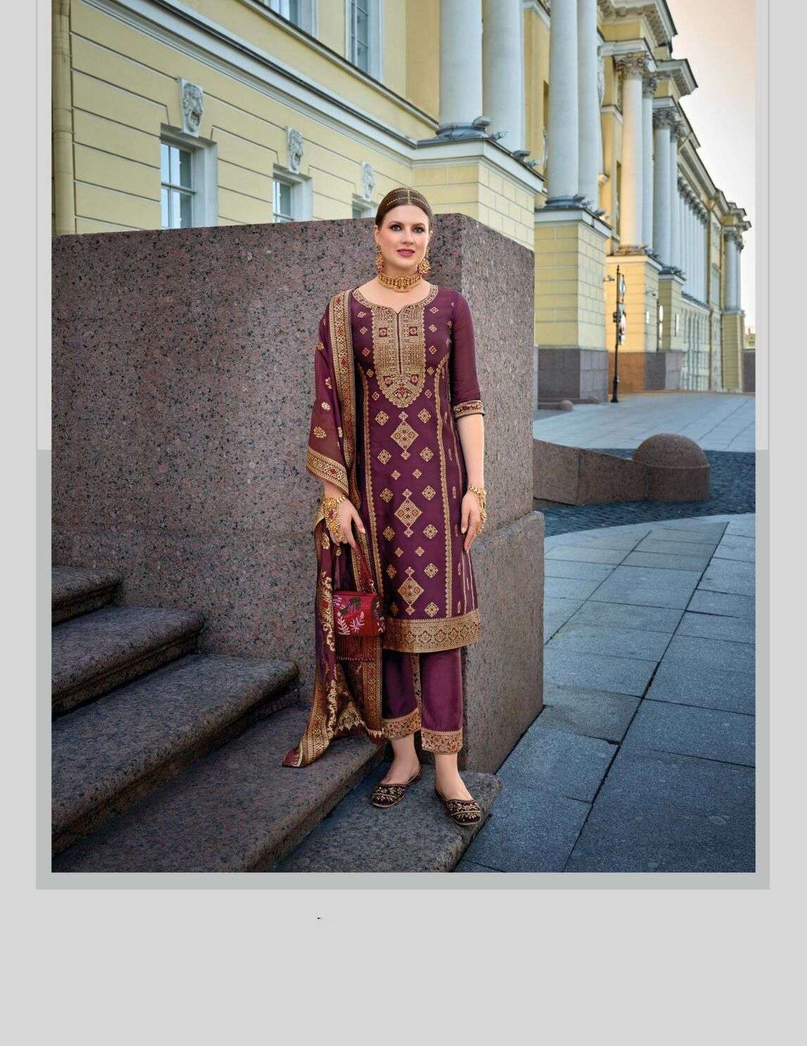 SILKYNESS VOL-2 DESIGN NO-21106 BY LILY& LALI VISCOSE FABRIC WITH JACQUARD LACE & POCKET KURTI PANT WITH DUPATTA 