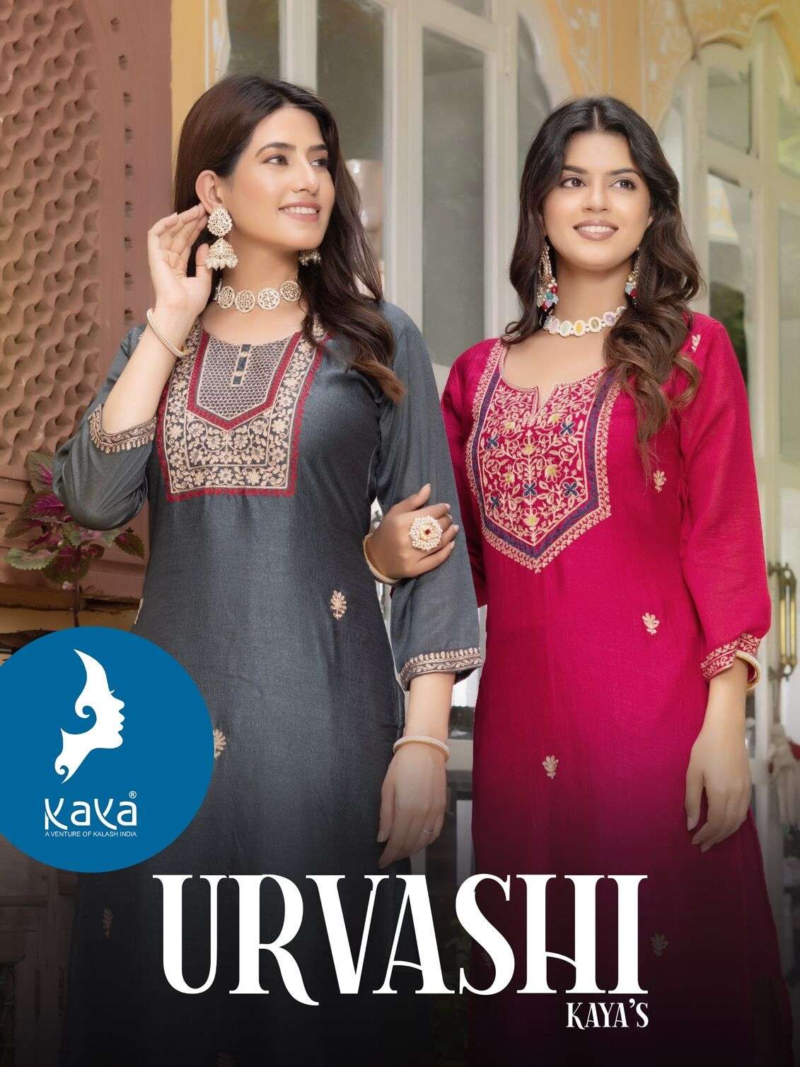 URVASHI BY KAYA KURTIS VICHITRA SILK THREAD WORK WITH INNER STYLISH KURTI PANT 