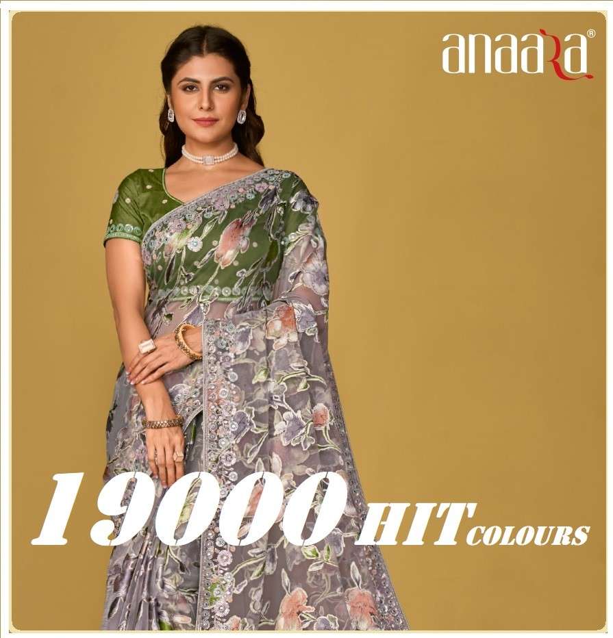 ANAARA (19000 Hit COLOURS) BY TATHASTU ORGANZA BRASSO WITH BEAUTIFUL PRINTED SAREES 