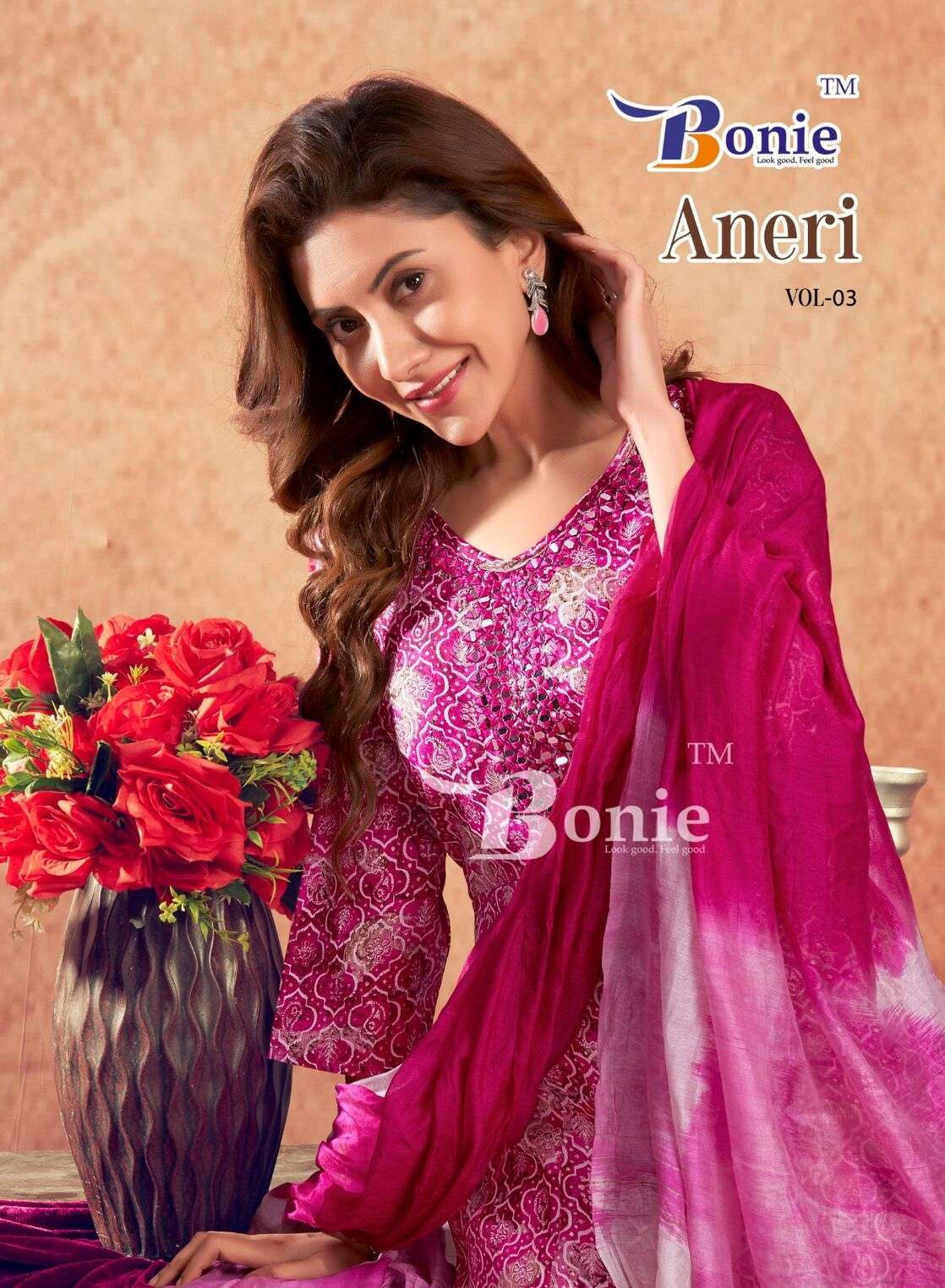 ANERI VOL-3 BY BONIE CAPSULE AMAZING PRINTS ANARKALI KURTI PANT WITH DUPATTA 