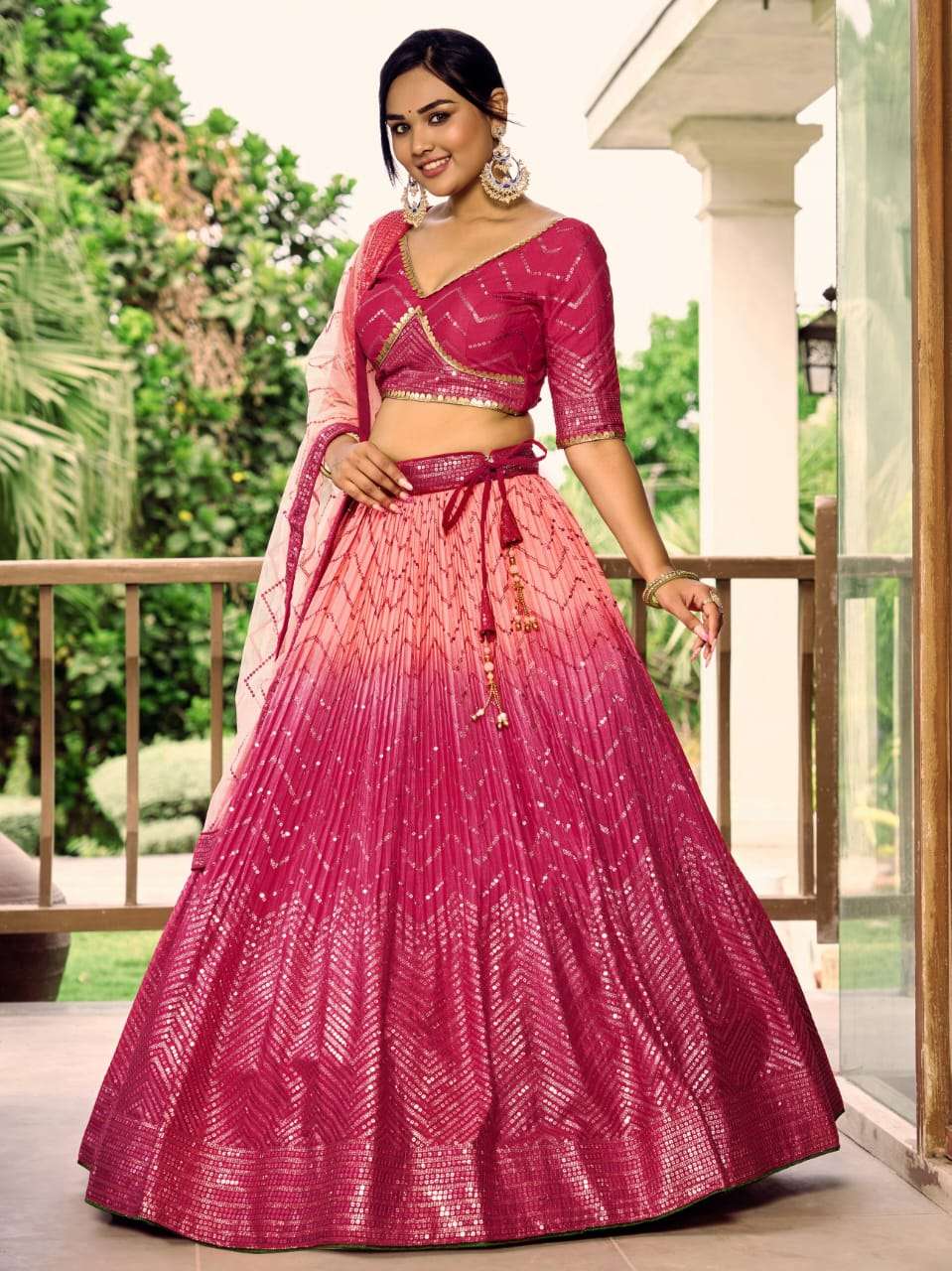 DESIGN NO-5057 BY TEXOFAB DESIGNER HEAVY SEQUENCE WORK LEHENGA BLOUSE WITH DUPATTA