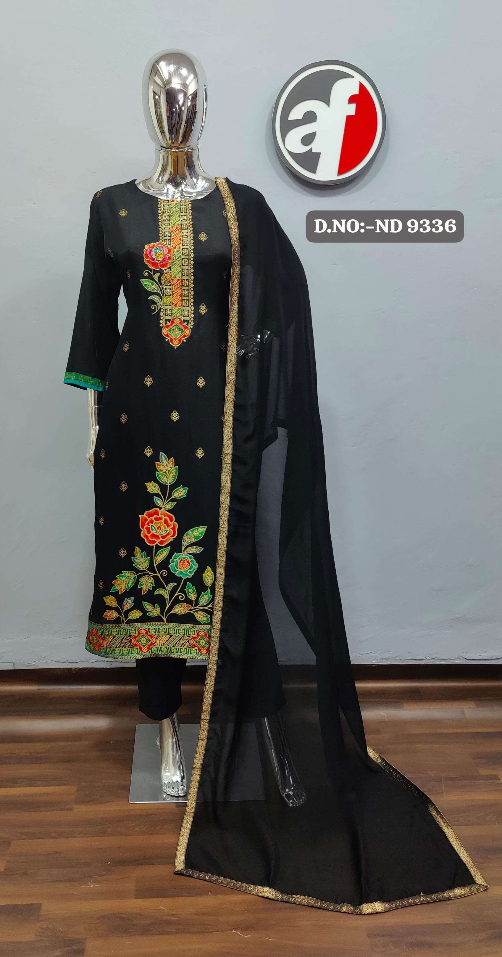 DESIGN NO-9336 BY ANJU FABRICS PURE RUSSIAN FESTIVAL LOOK KURTI PANT WITH SOFT ORGANZA DUPATTA 