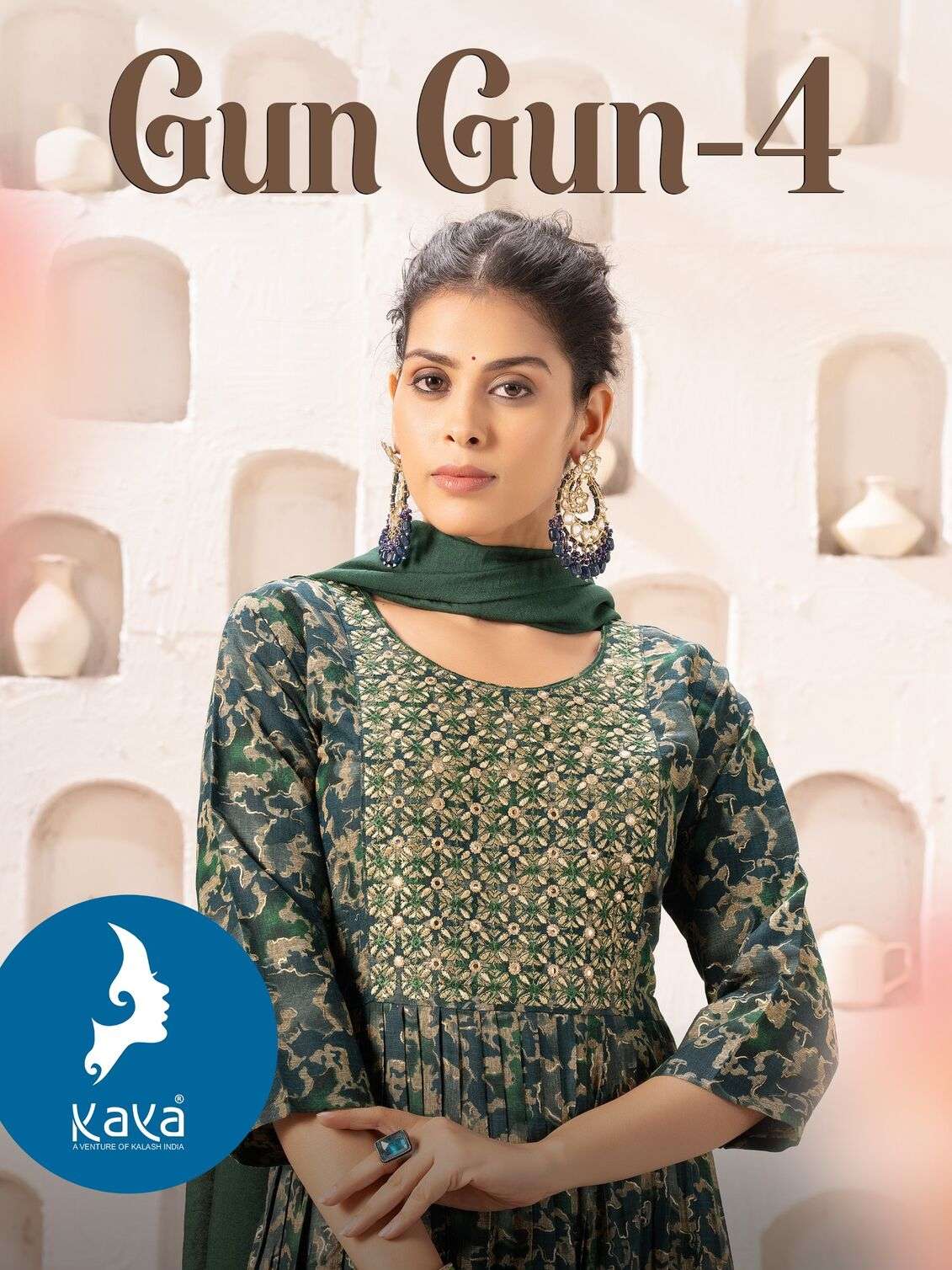 GUNGUN VOL-4 BY KAYA KURTI CAPSULE FOIL PRINT KURTI PANT WITH NAZNEEN DUPATTA 