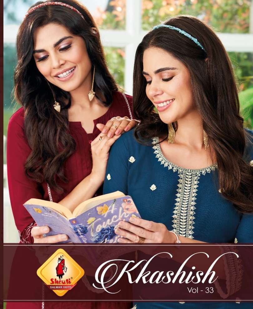 KKASHISH VOL-33 BY SHRUTI SUITS PURE COTTON LINEN STYLISH EMBROIDERY WORK KURTI PANT 