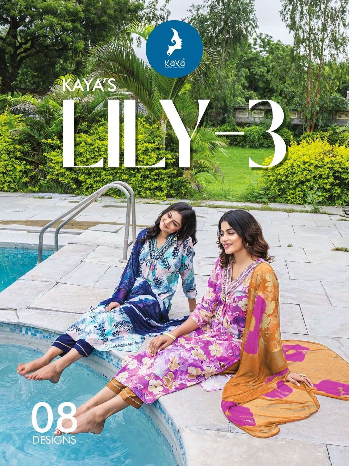 LILY VOL-3 BY KAYA KURTI RAYON PRINT 3 PIECE STRAIGHT CUT V NECK KURTI PANT WITH DUPATTA 