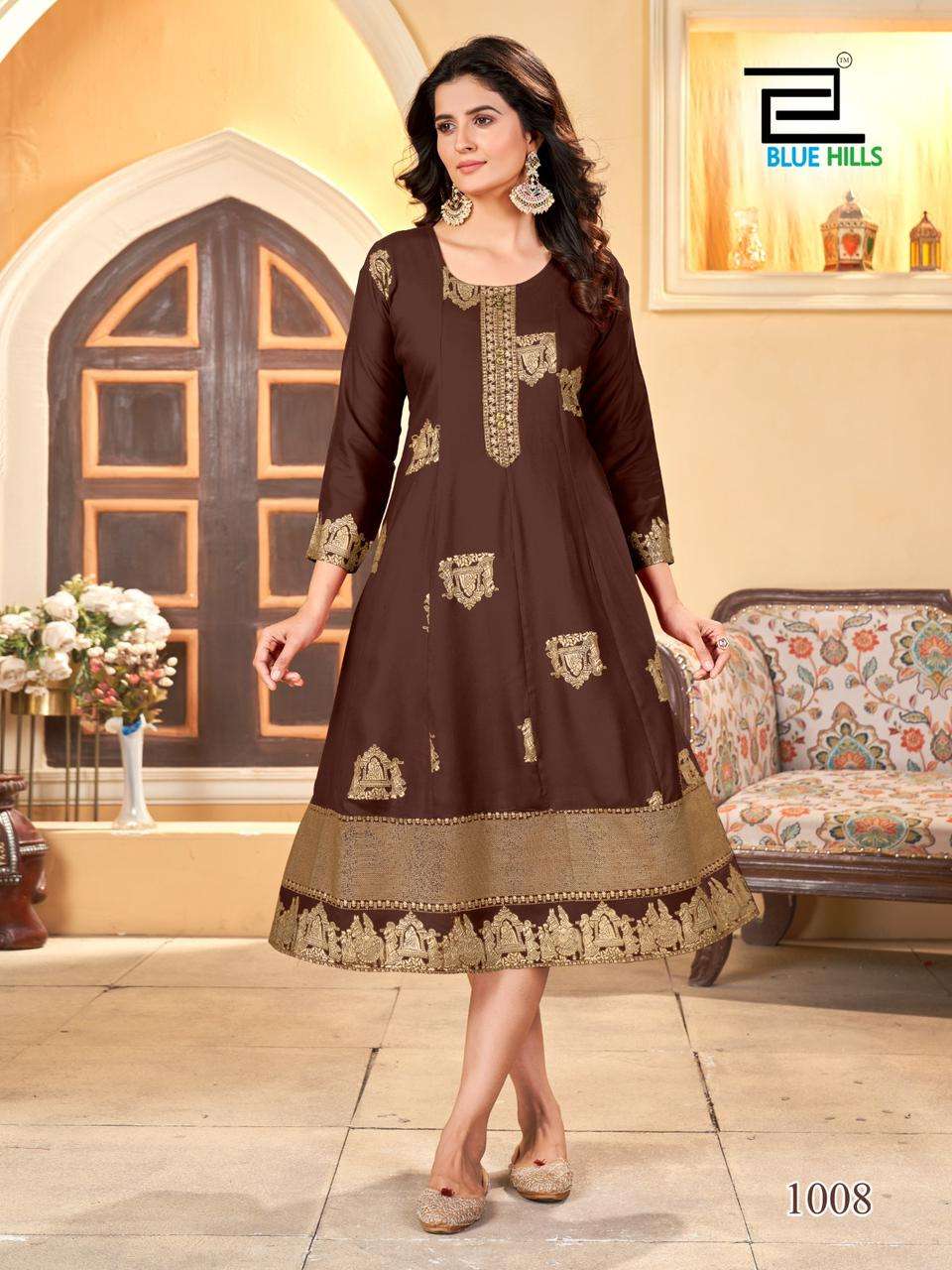 PALKI SPECIAL KNEE LENGTH PRINTED ANARKALI CONCEPT BY TEXOFAB