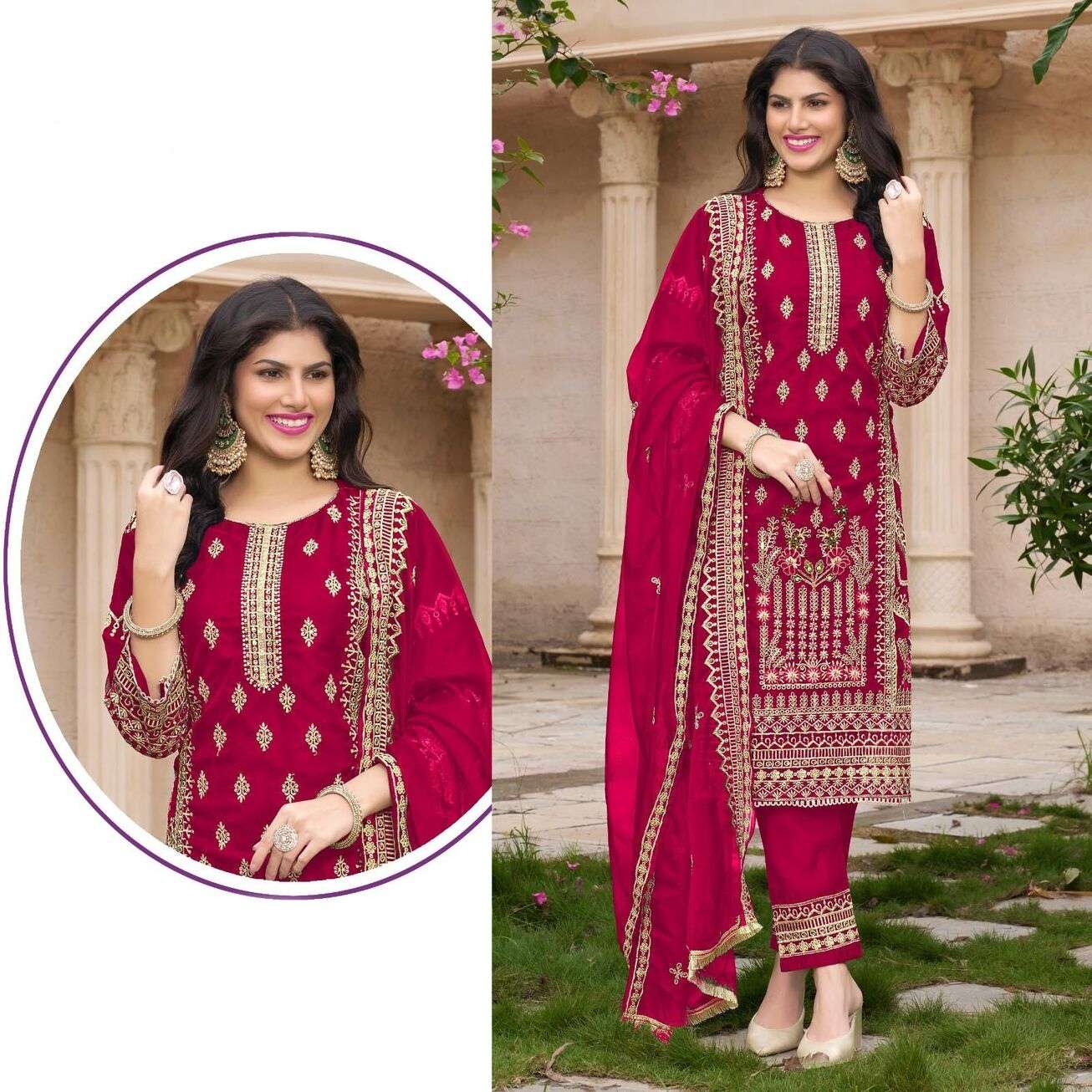 R-1169 D- NX BY RAMSHA ORGANZA EMBROIDERY KURTI SILK STITCH BOTTOM WITH DUPATTA  