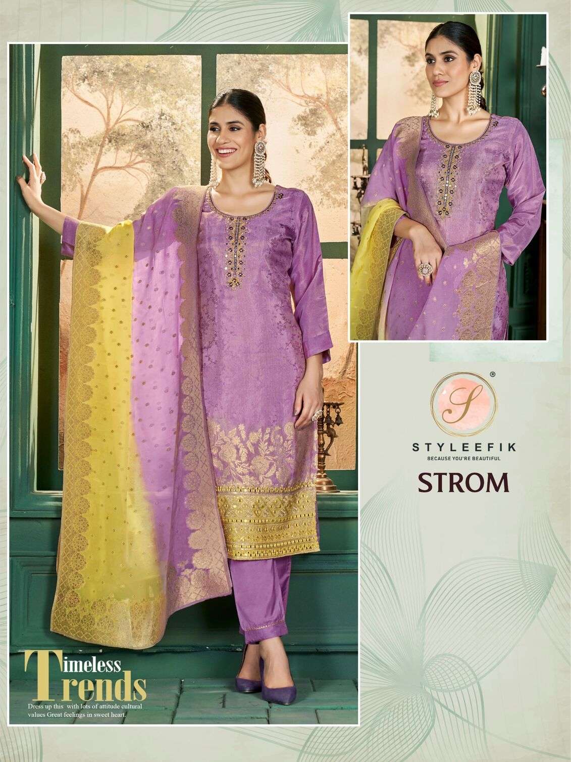 STROM BY STYLEFIK PURE SIMMER SILK SELF JACQUARD UNSTICHED SALWAR SUITS 