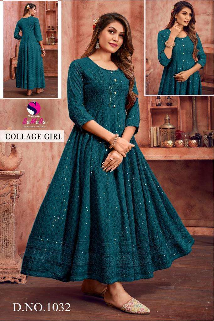 COLLEGE GIRL BY SAMARA IN TOP RAYON WITH SHIFFLI WORK 