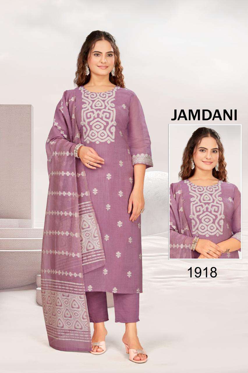 JAMDANI VOL-1 BY BHAVI DESIGNER  BANARAS JACQUARD WITH HANDWORK AND WITH INNER  BOTTOM