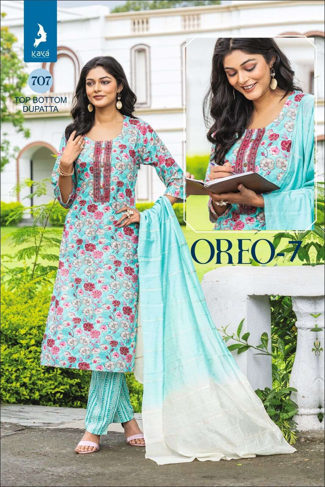 OREO 7 BY KAYA KURTI SUPER QUALITY AND  DUPATTA JACQUARD WITH SEQUANCE WITH PANT 