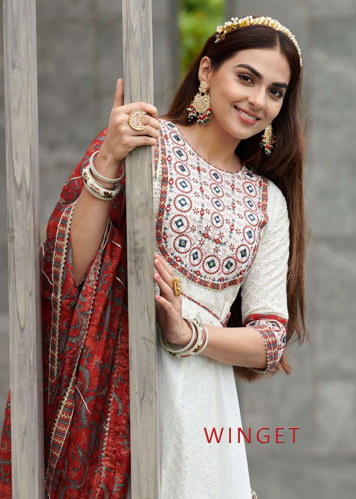 KUMB WINGET BY LUCACCI DESIGNER HEAVY COTTAN SHIFFLI STICH SUIT WITH HEAVY EMBROIDERY NACK WORK 