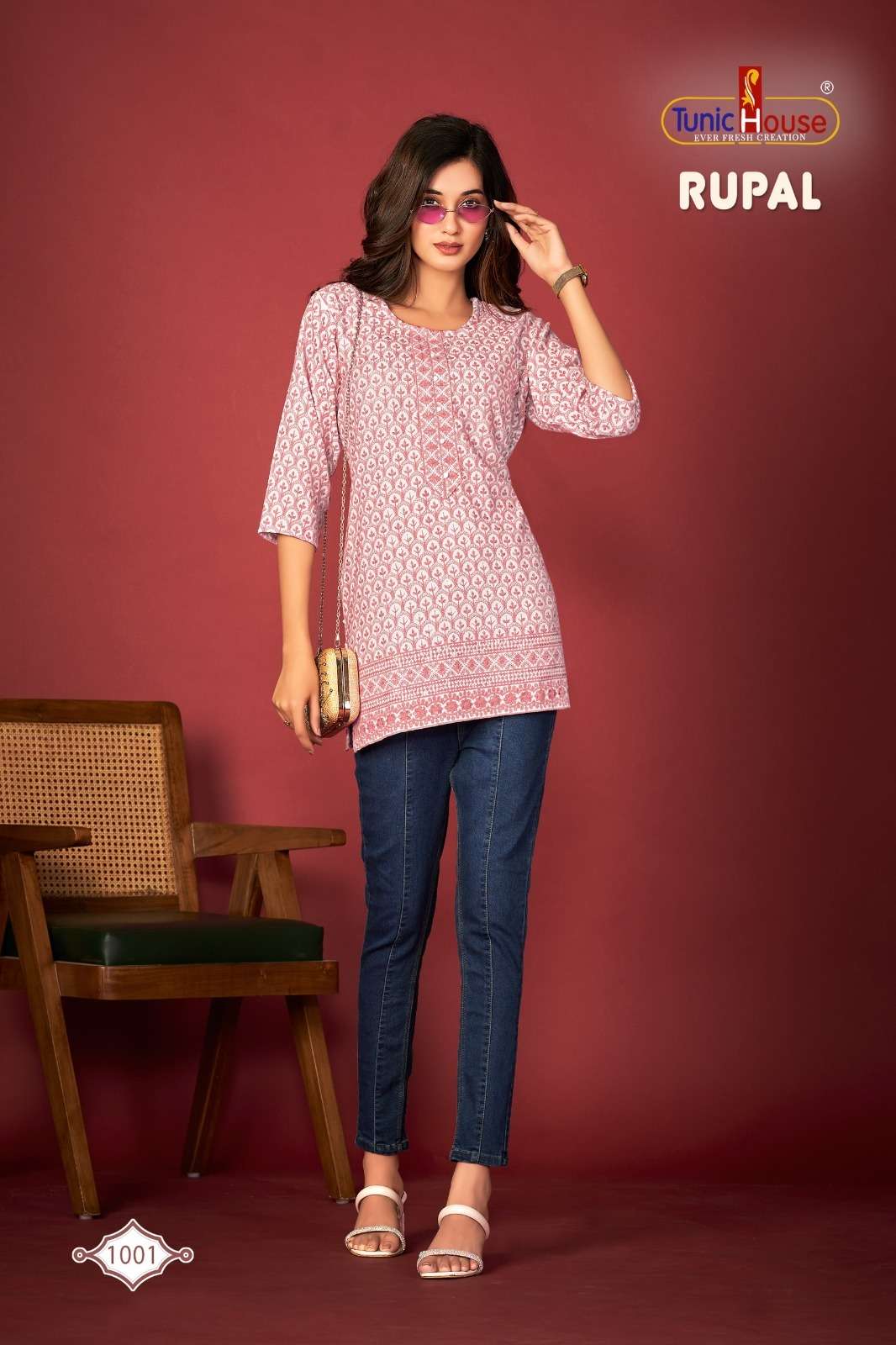 RUPAL BY TUNIC HOUSE PRESENTS LUCKNOWI SHORT TOP KURTI IN VISCOUS RAYON