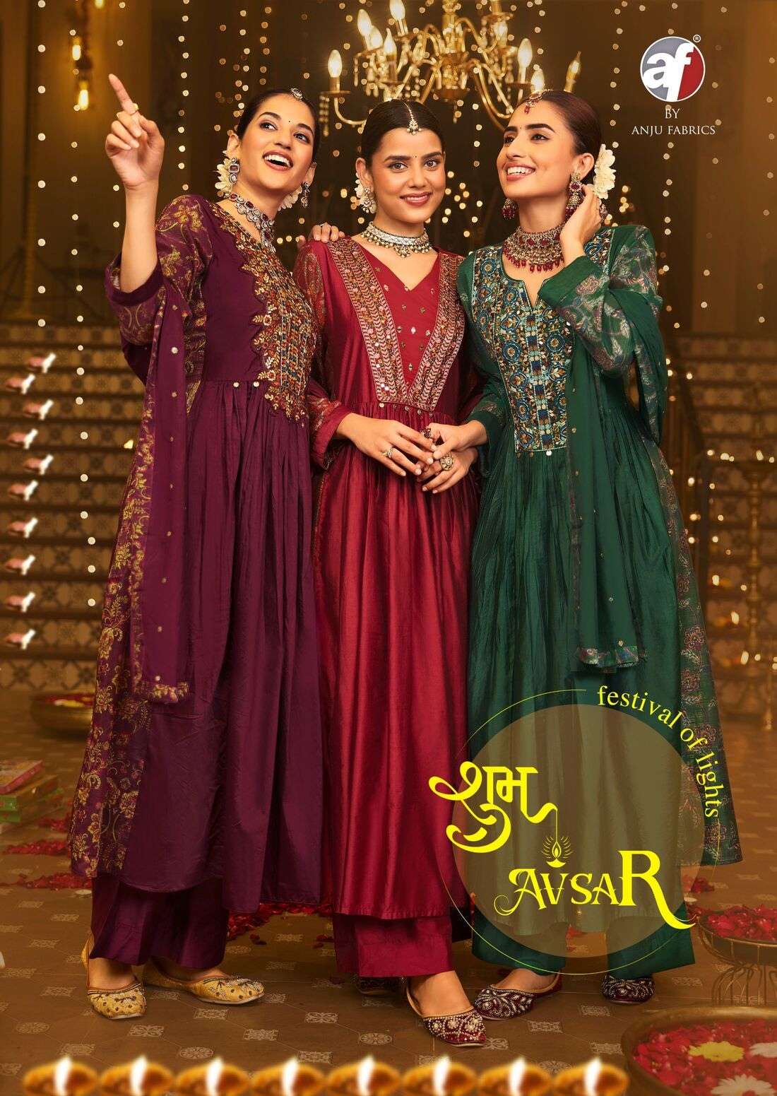 SHUBH AVSAR D-5 FLARED LONG KURTI PALAZO WITH DUPATTA