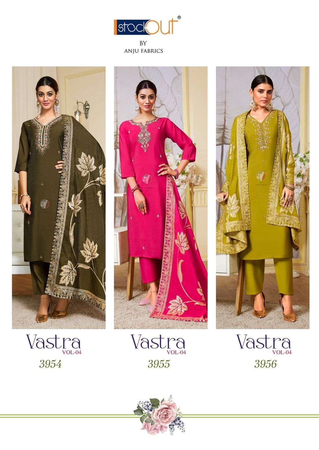  VASTRA VOL 4 KURTI PANT WITH HEAVY DUPATTA  FANCY WORK PANT 