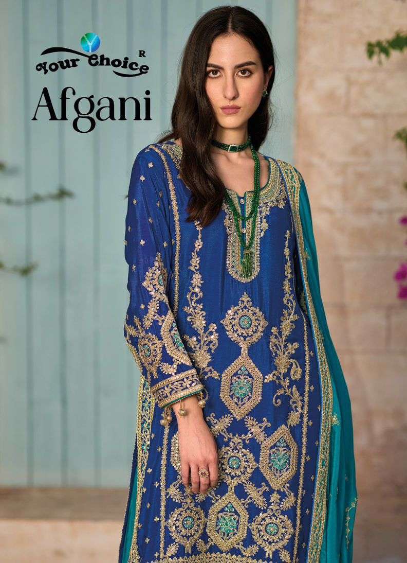 AFGANI BY YOUR CHOICE IN SEMI PURE CHINON FABRICS WITH UNIQ EMBODRY WITH STYLISH