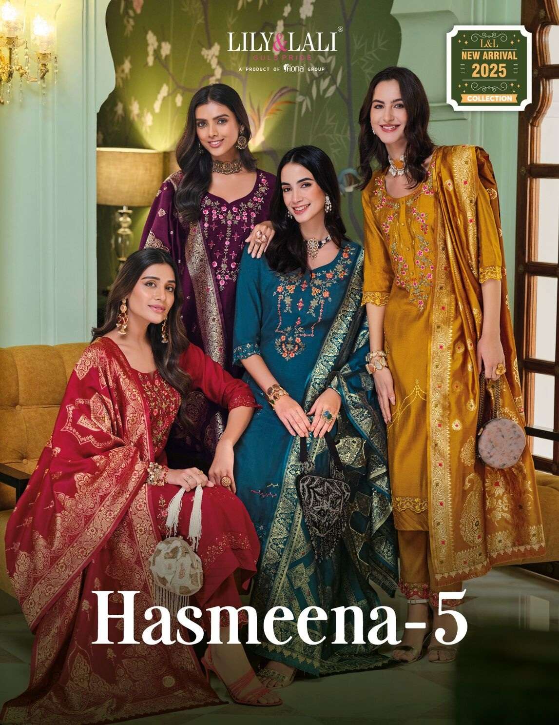 HASMEENA VOL-5 BY LILY & LALI IN VISCOUSE FABRICS AND EMBROIDERY LACE ON DAMAN & SLEEVE