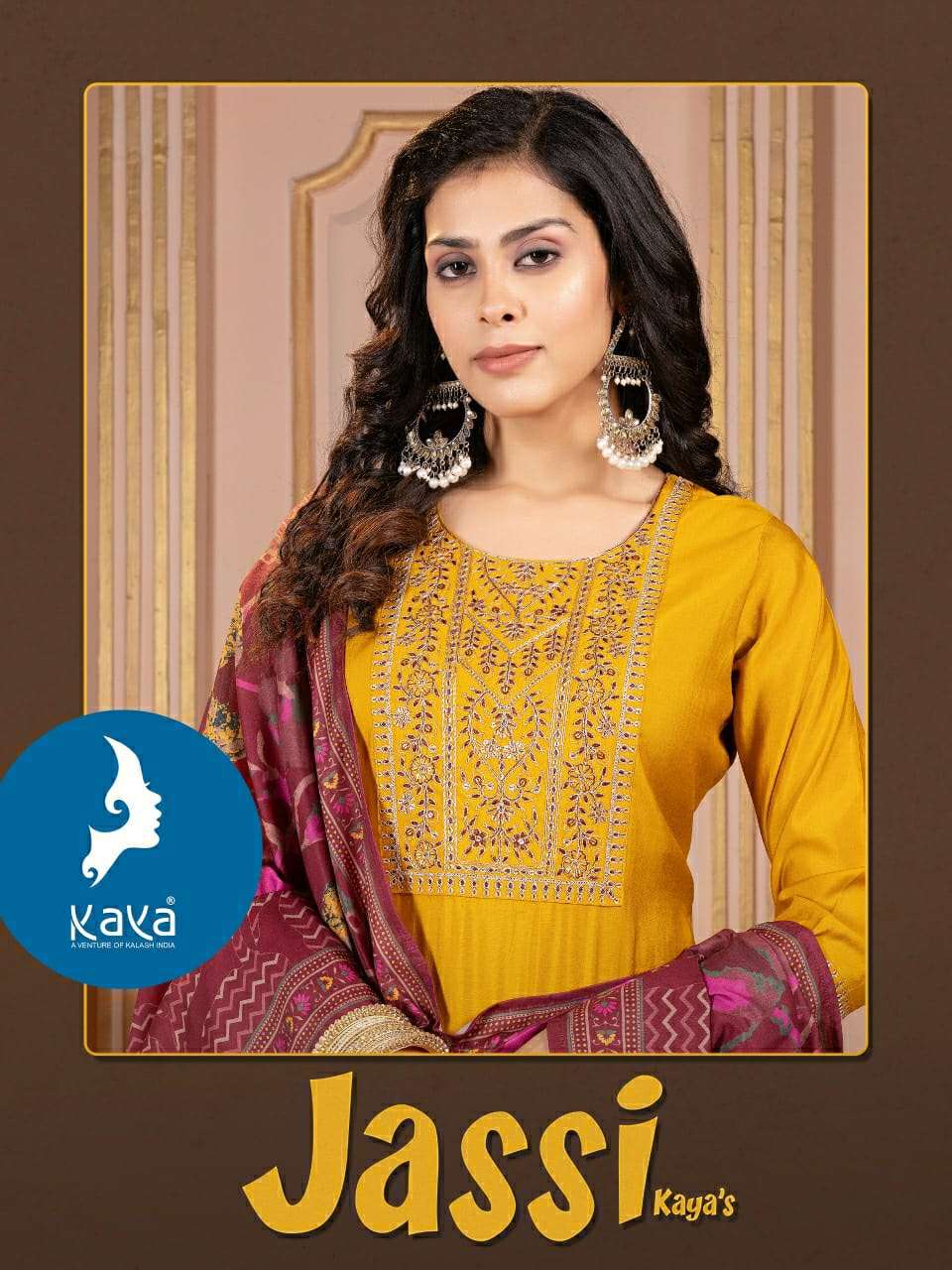 JASSI BY KAYA KURTI IN ROMAN SILK WITH MUSLIN DIGITAL PRINT DUPATTA 