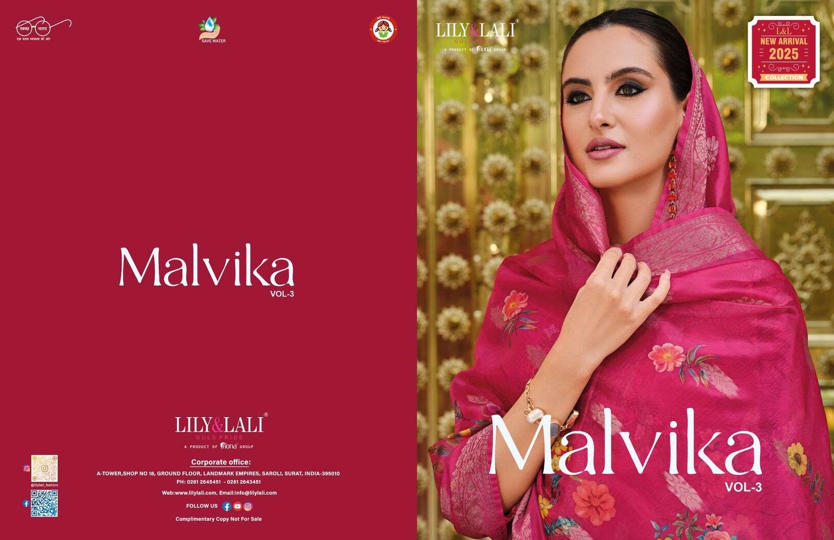 MALVIKA VOL-3 BY LILY & LALI KURTI DUPATTA & PURE VISCOSE PANT WITH ORGANZA EMBROIDERY LACE 