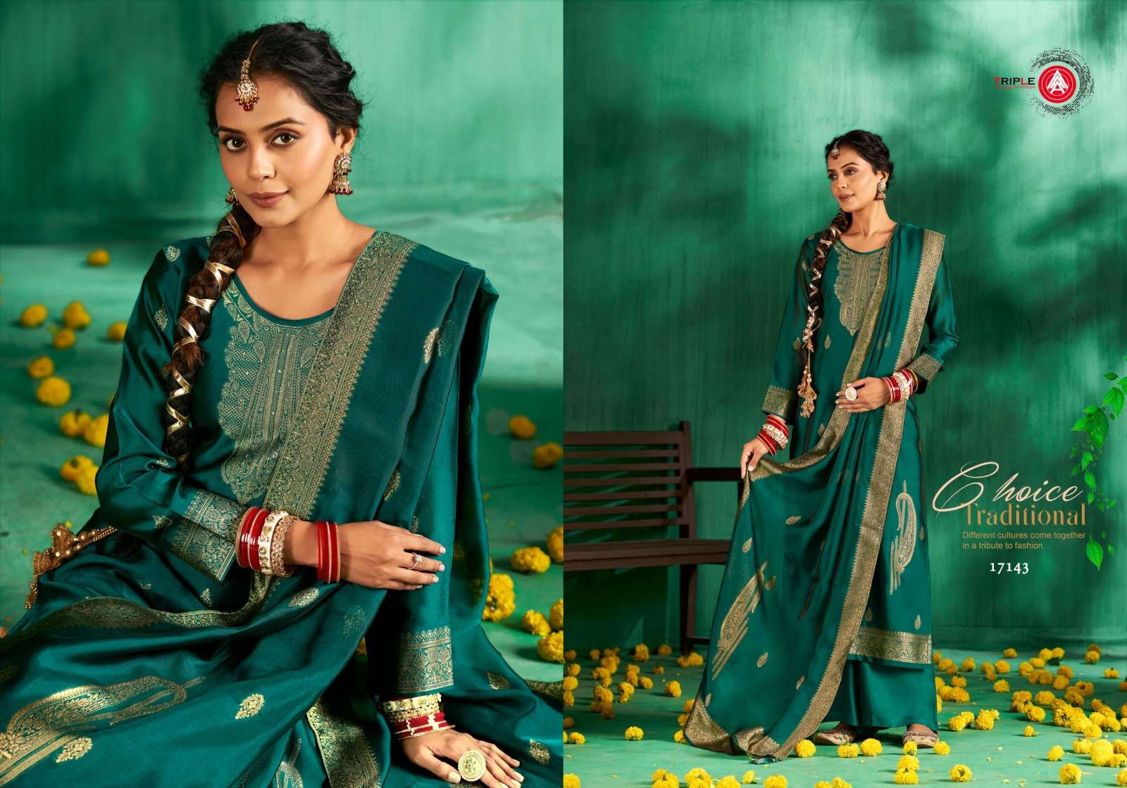 PARI BY TRIPLE PREMIUM VISCOS MULSIN JEQUARD WITH HAND WORK