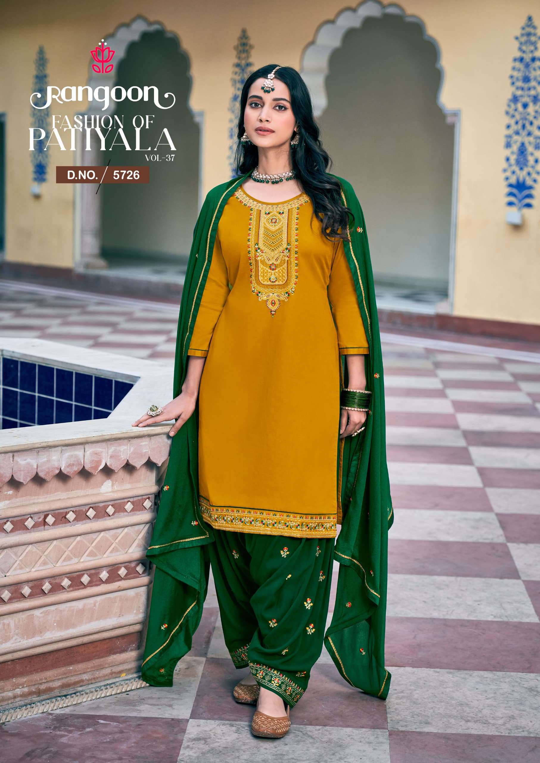 PATIALA VOL-37 BY RANGOON IN JAM SILK EMBROIDERY & SWAROSKI WORK WITH INNER