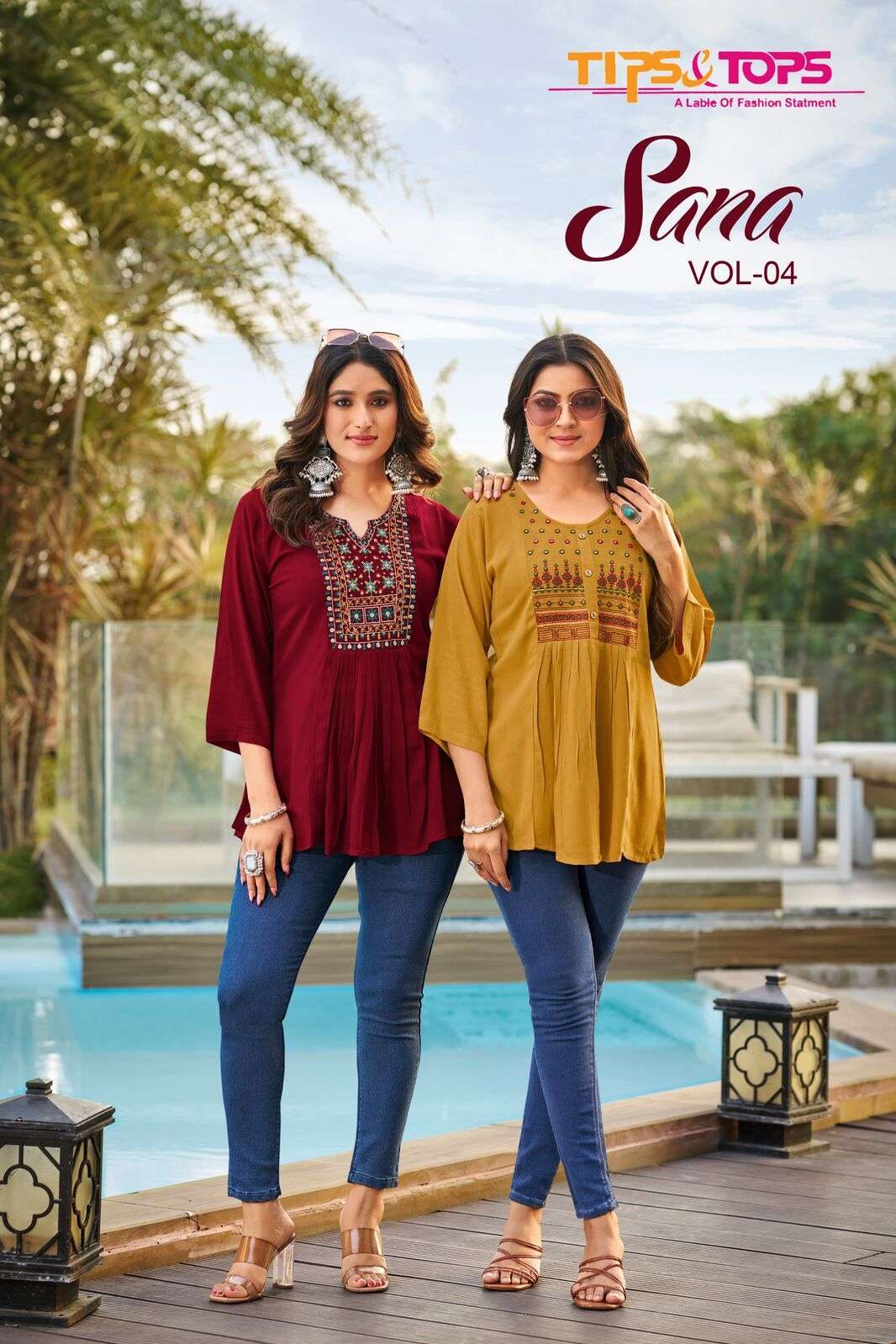 SANA VOL-4 BY TIPS & TOPS IN RAYON WRINKLE WITH HEAVY EMBROIDERY 