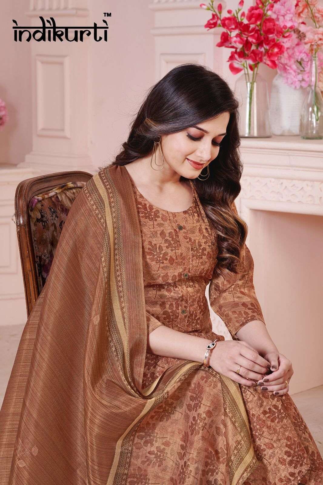 SHIVANI-3 BY INDIKURTI IN SCHIFFLI PREMIUM ERODE SILK WITH HANDWORK