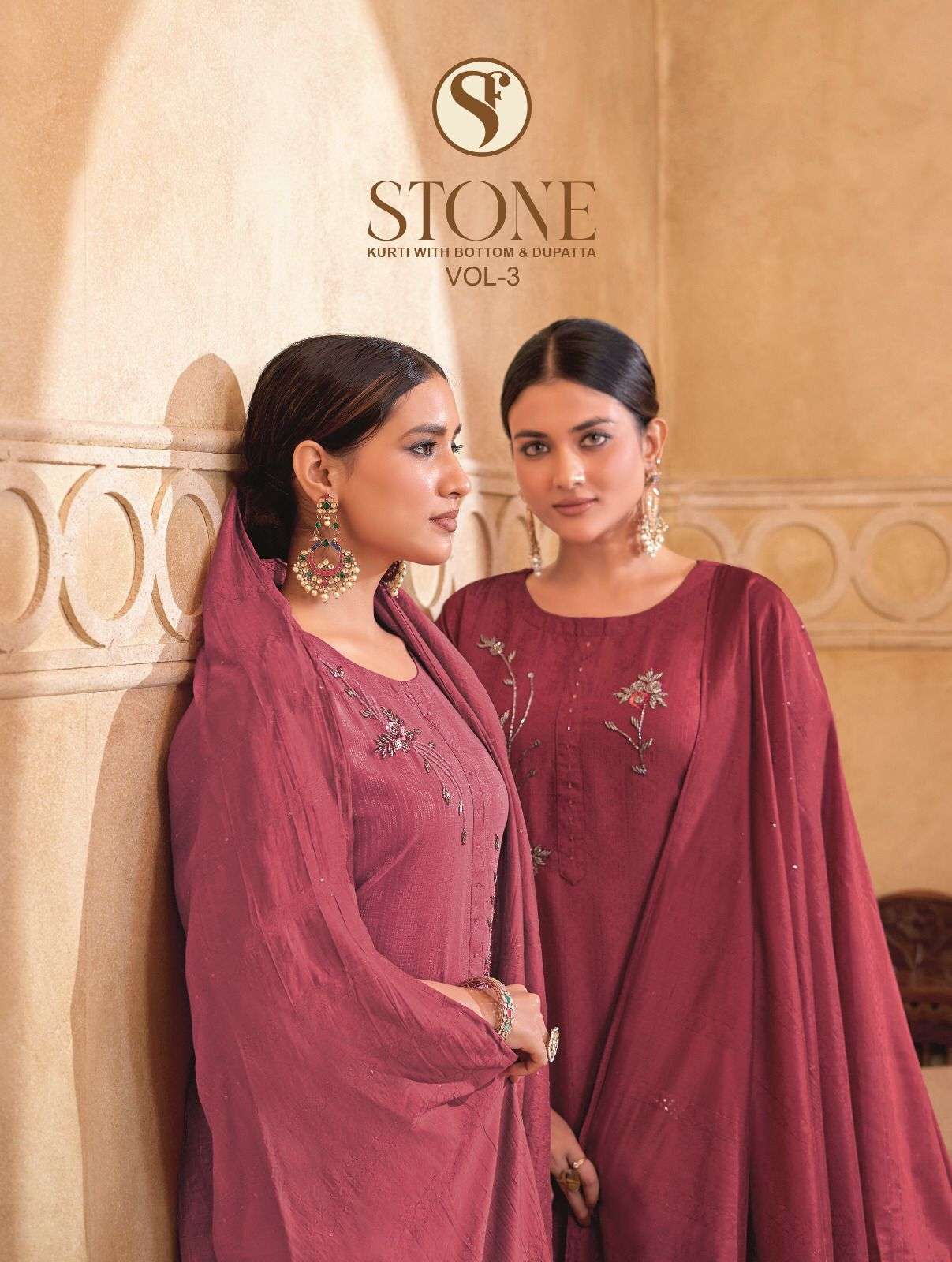 STONE VOL-3 BY SWEETY FASHION IN RAYON WITH HANDWORK WITH FANCY SILK BASE DUPATTA