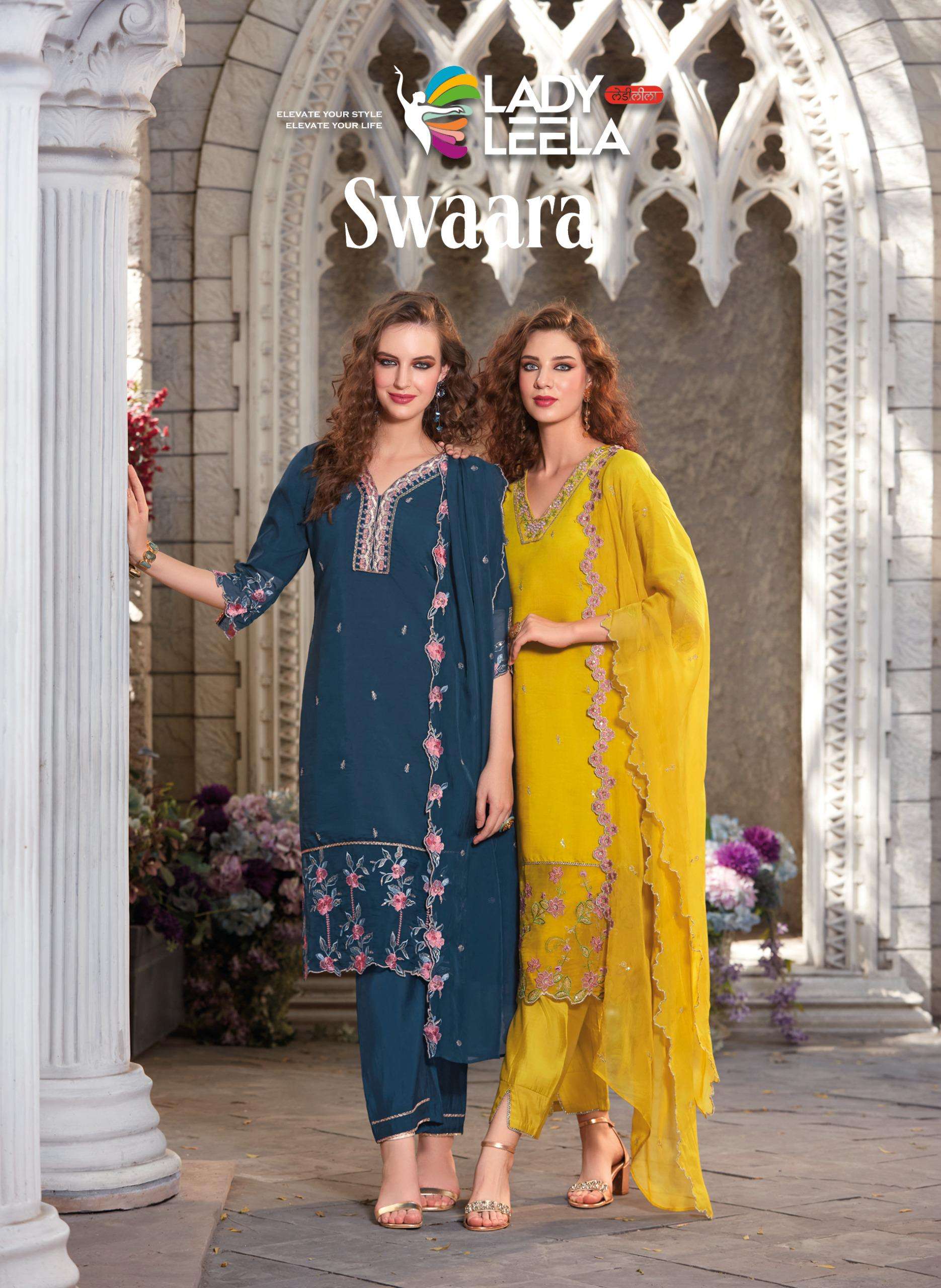 SWAARA BY LADY LEELA EMBRIODARY & HANDWORK ON VISCOSE SILK FABRIC KURTI WITH INNER