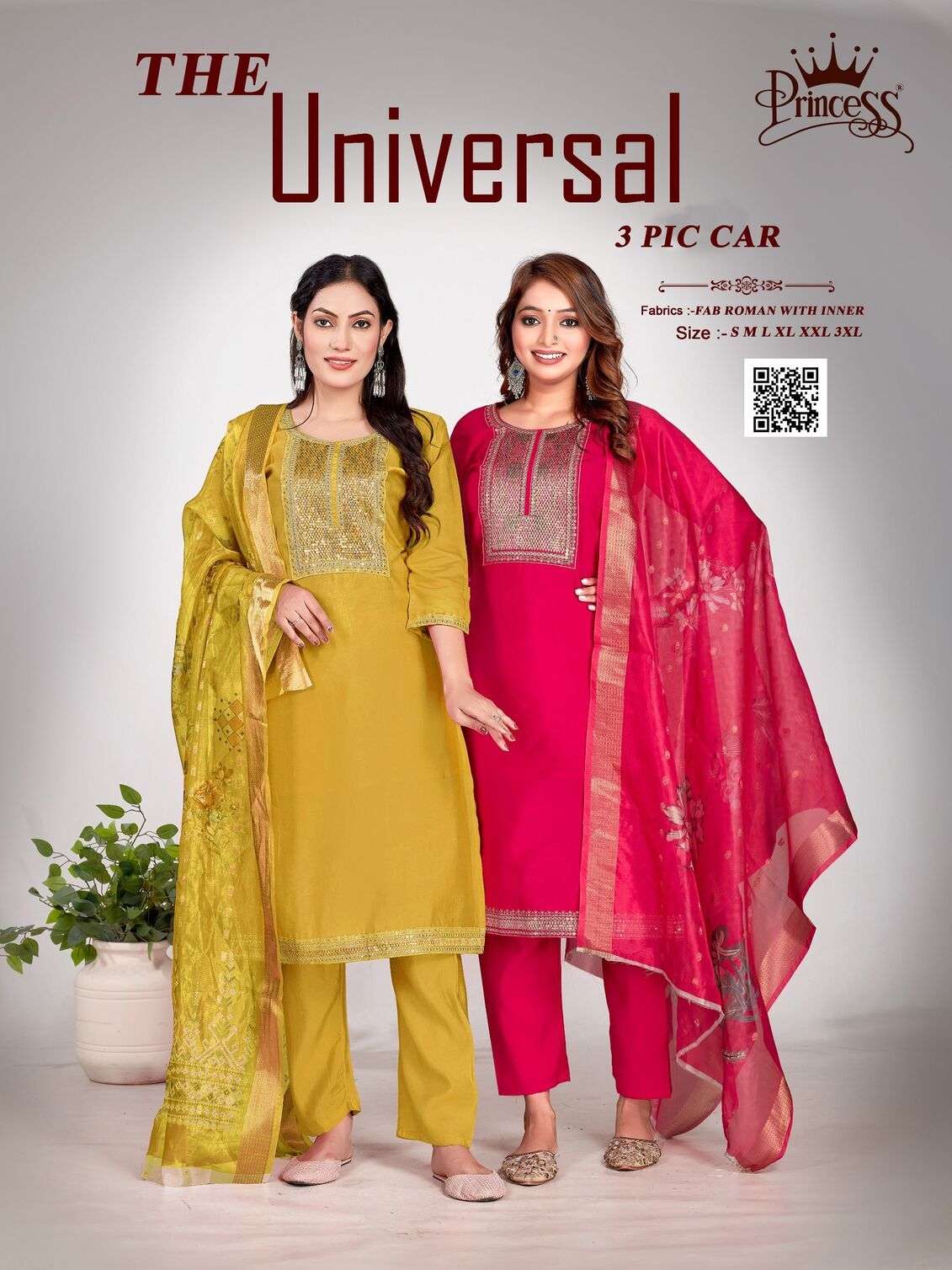 UNIVERSAL-3 BY PRINCESS CREATION IN HEAVY ROMAN SILK WITH COTTAN INNER DIGITAL DUPATTA