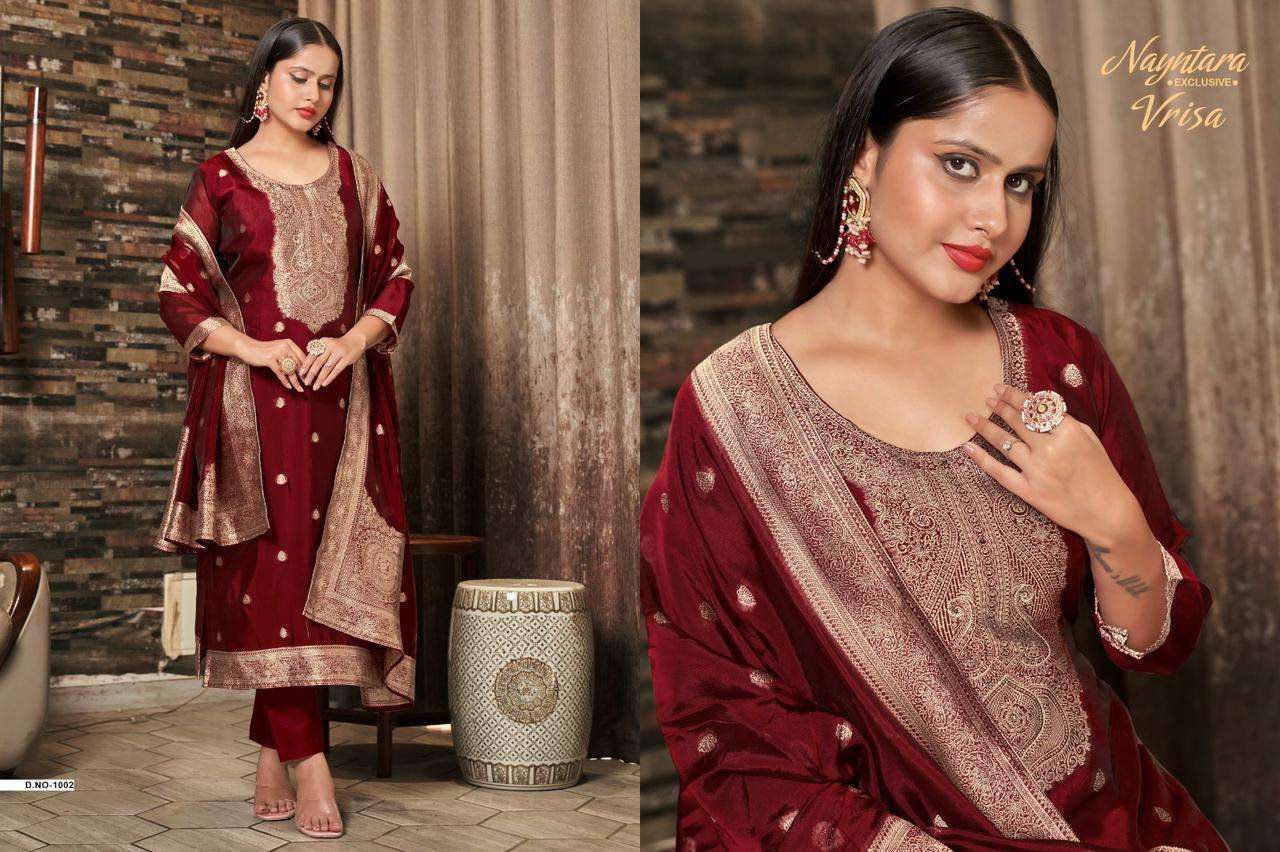 VRISA BY NAYNTARA IN PREMIUM VISCOSE WOVEN SILK JACQUARD WITH HAND WORK