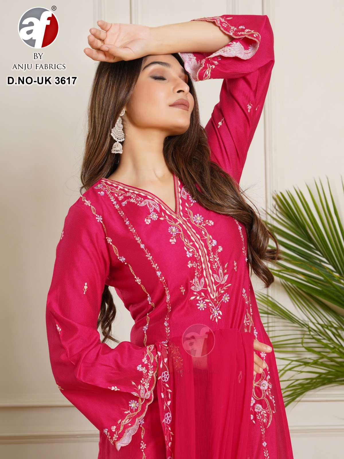 D.NO:- UK 3617 BY ANJU FABRICS IN VISCOSE SILK WITH MANUAL EMBROIDERY WITH HANDWORK