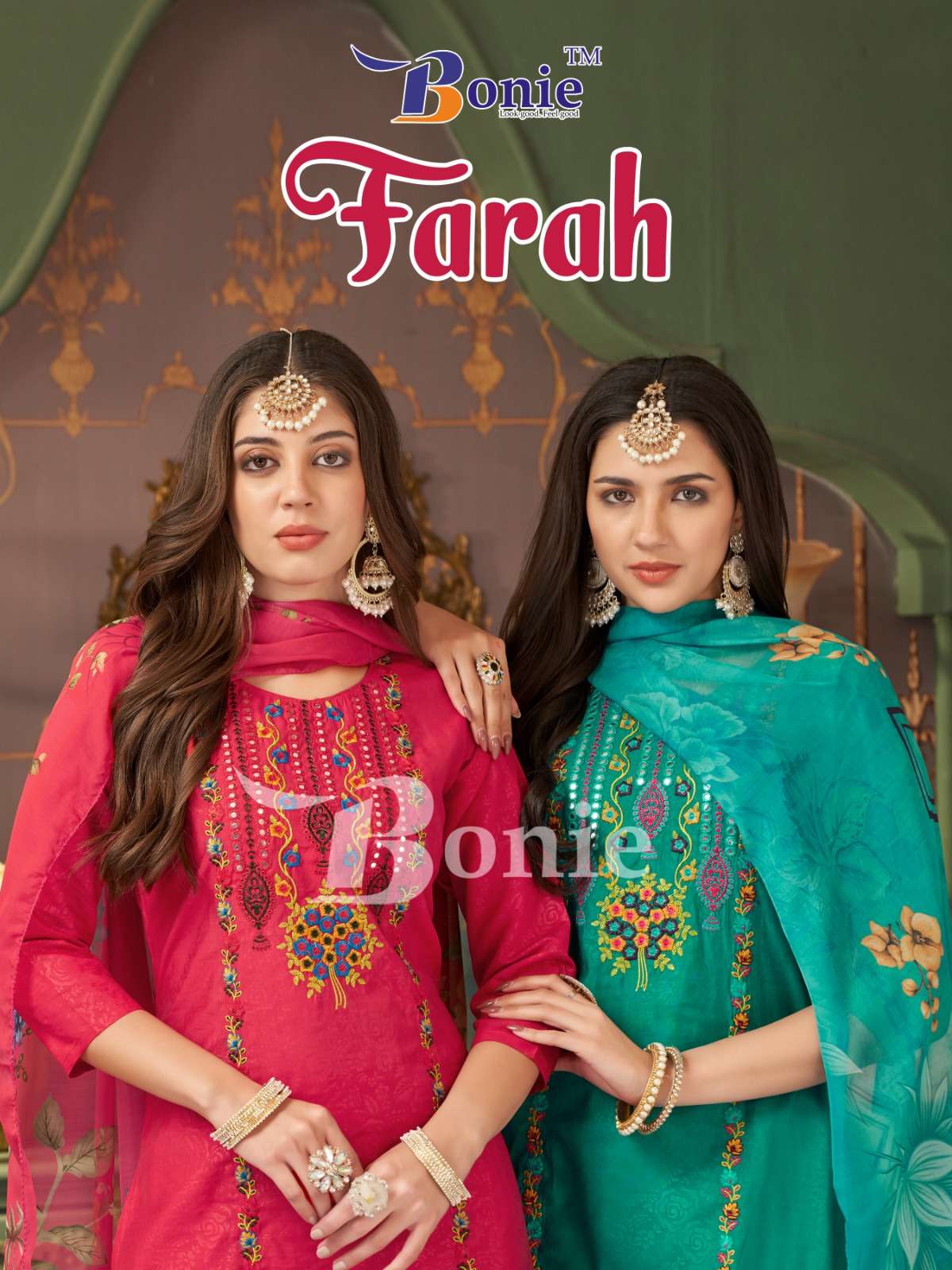 FARAH VOL-1 BY BONIE IN ROMAN EMBORSE WITH HEAVY EMBROIDERY WORK IN TOP