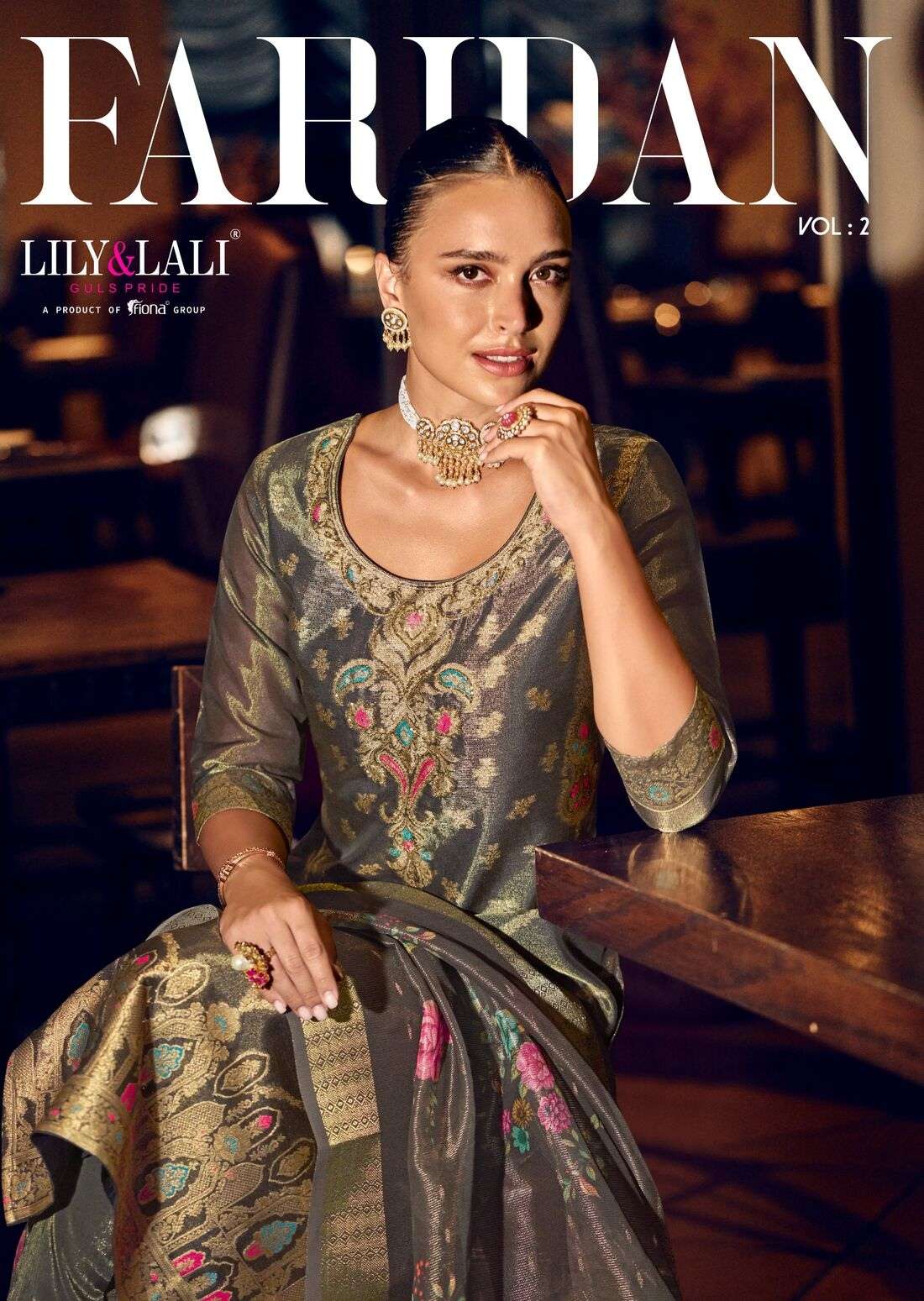 FARIDAN VOL-2 BY LILY & LALI SIMAR JACQUARD JARI SILK EXCLUSIVE HANDWORK KURTI PANT & DUPATTA 