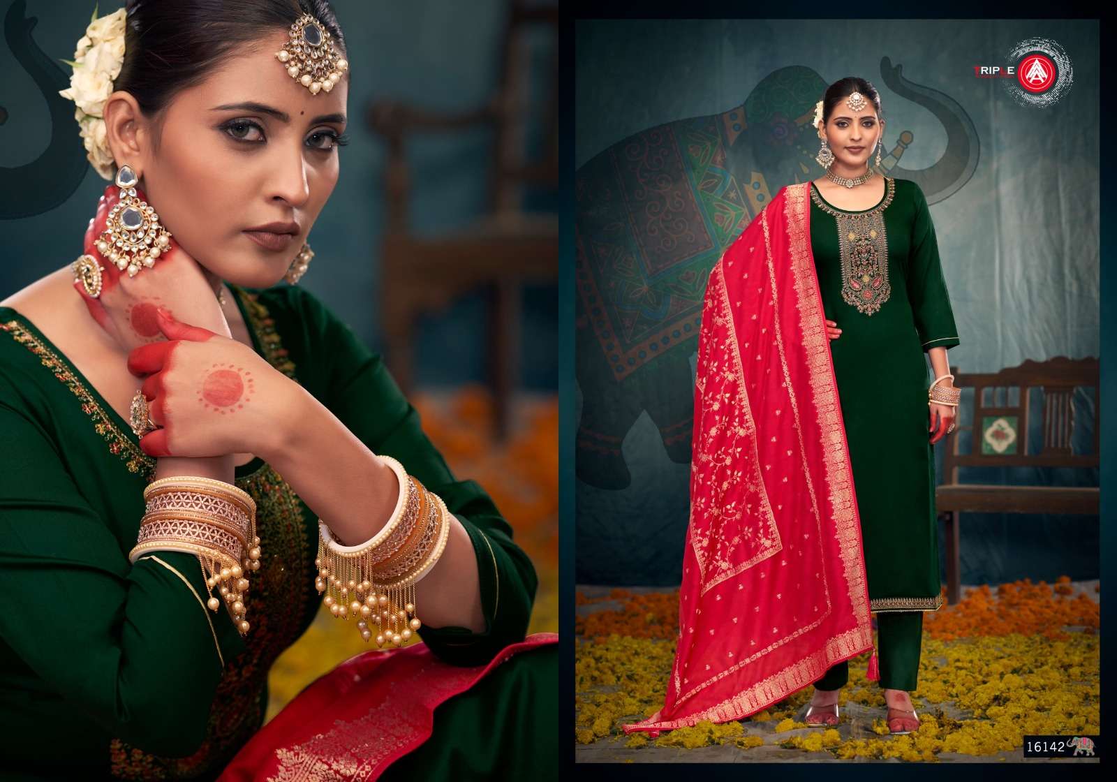 GEORGE VOL-2 BY TRIPLE IN JAM SILK COTTON WITH WORK AND JARKAN WORK