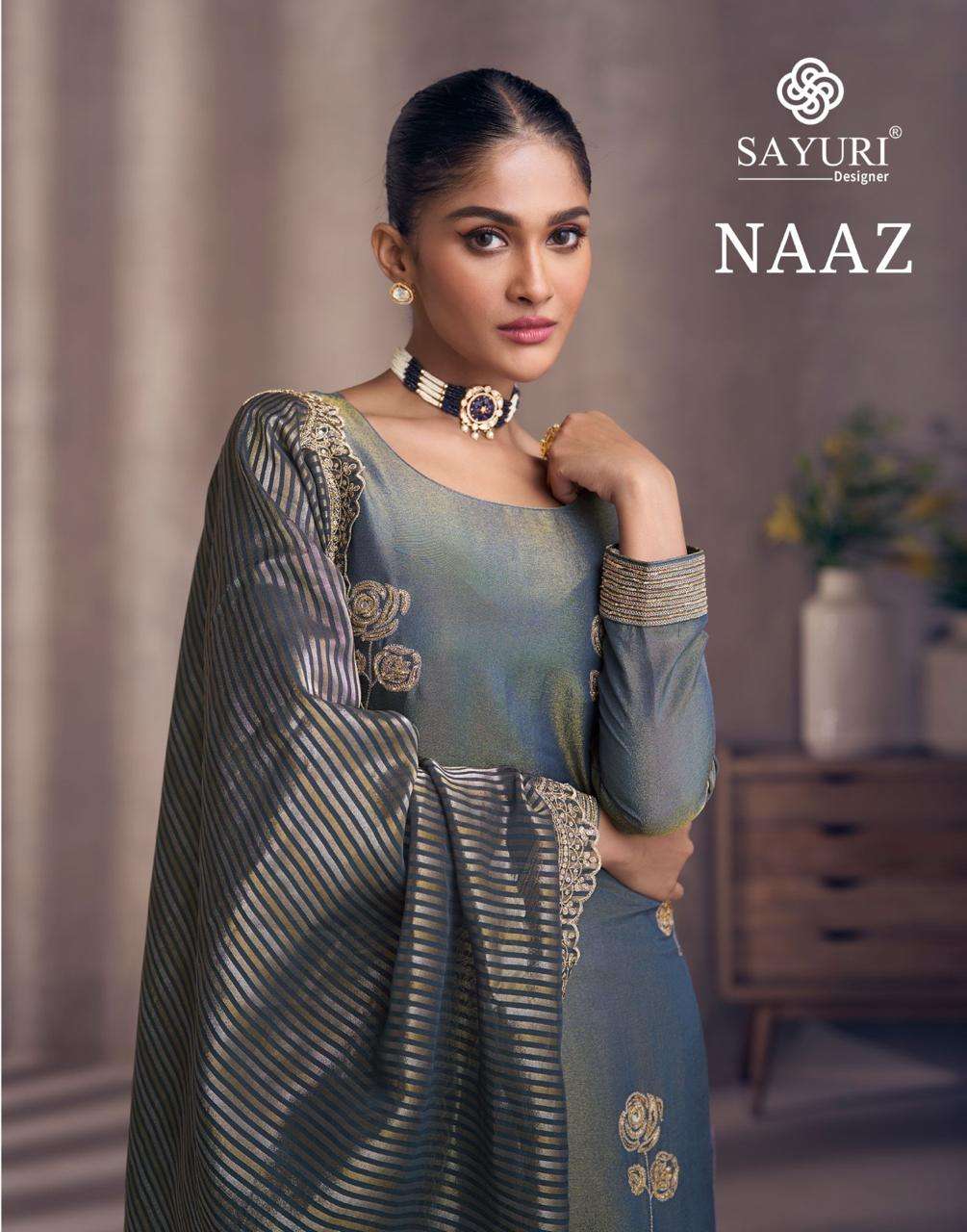 NAAZ BY SAYURI DESIGNER IN PREMIUM REAL SIMAR SILK WITH EMBROIDERED 