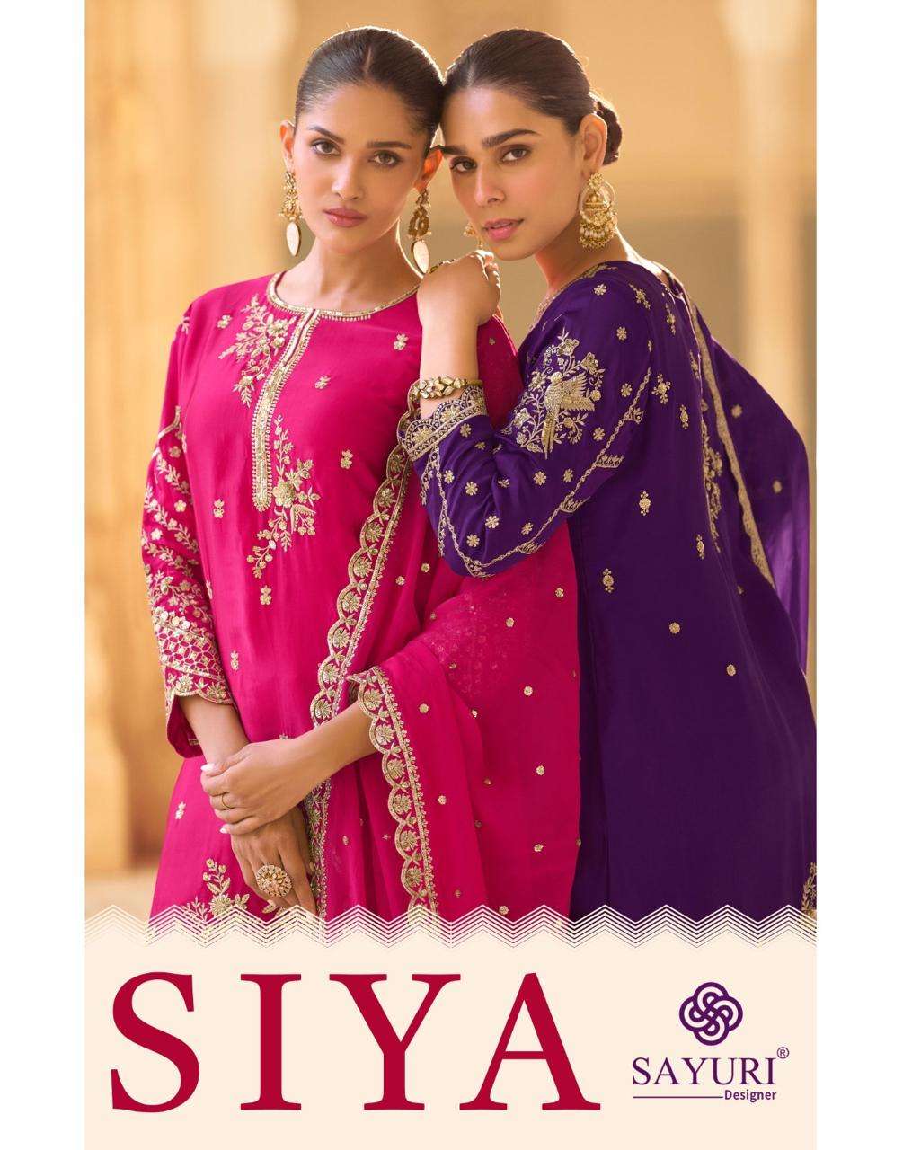 SIYA BY SAYURI DESIGNER IN HEAVY SOFT CREP SILK EMBROIDERES TOP WITH DHOTI AND ORGANZA DUPATTA