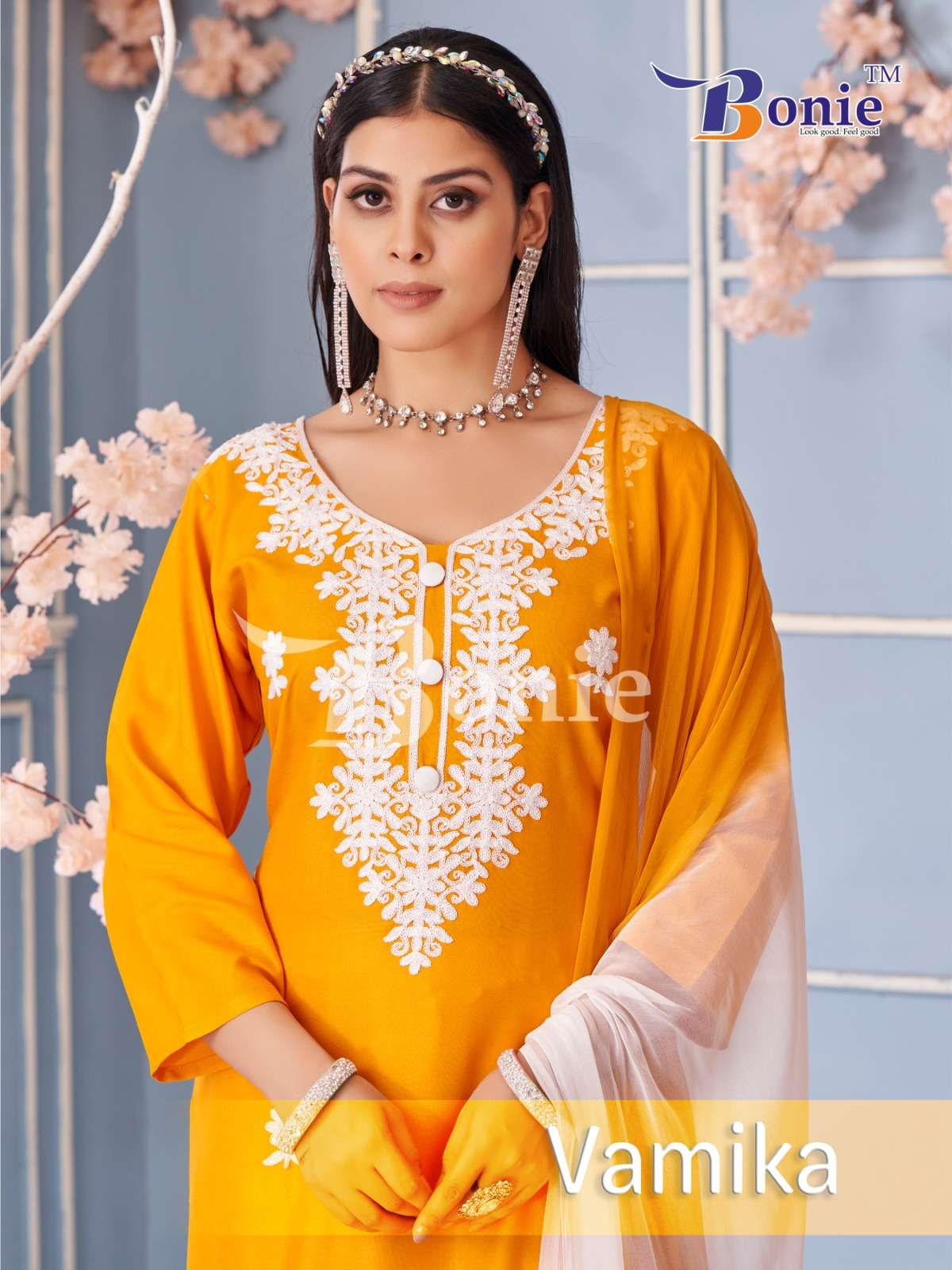 VAMIKA VOL-1 BY BONIE IN RAYON FABRIC WITH EMBROIDERY WORK IN TOP AND BOTTOM
