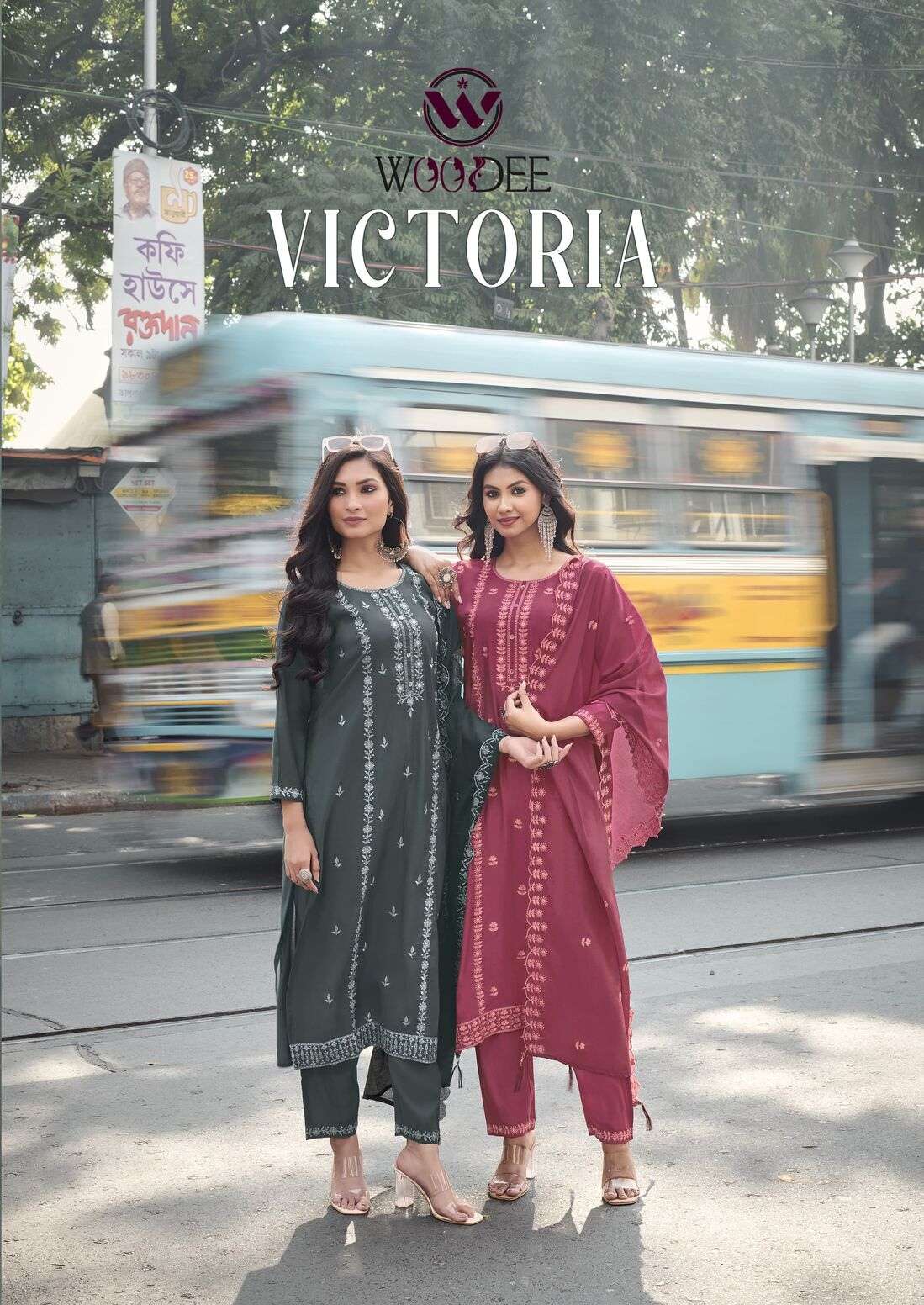 VICTORIA BY WOODEE IN FANCY VISCOSE ROMAN SILK WITH THREAD CUTWORK