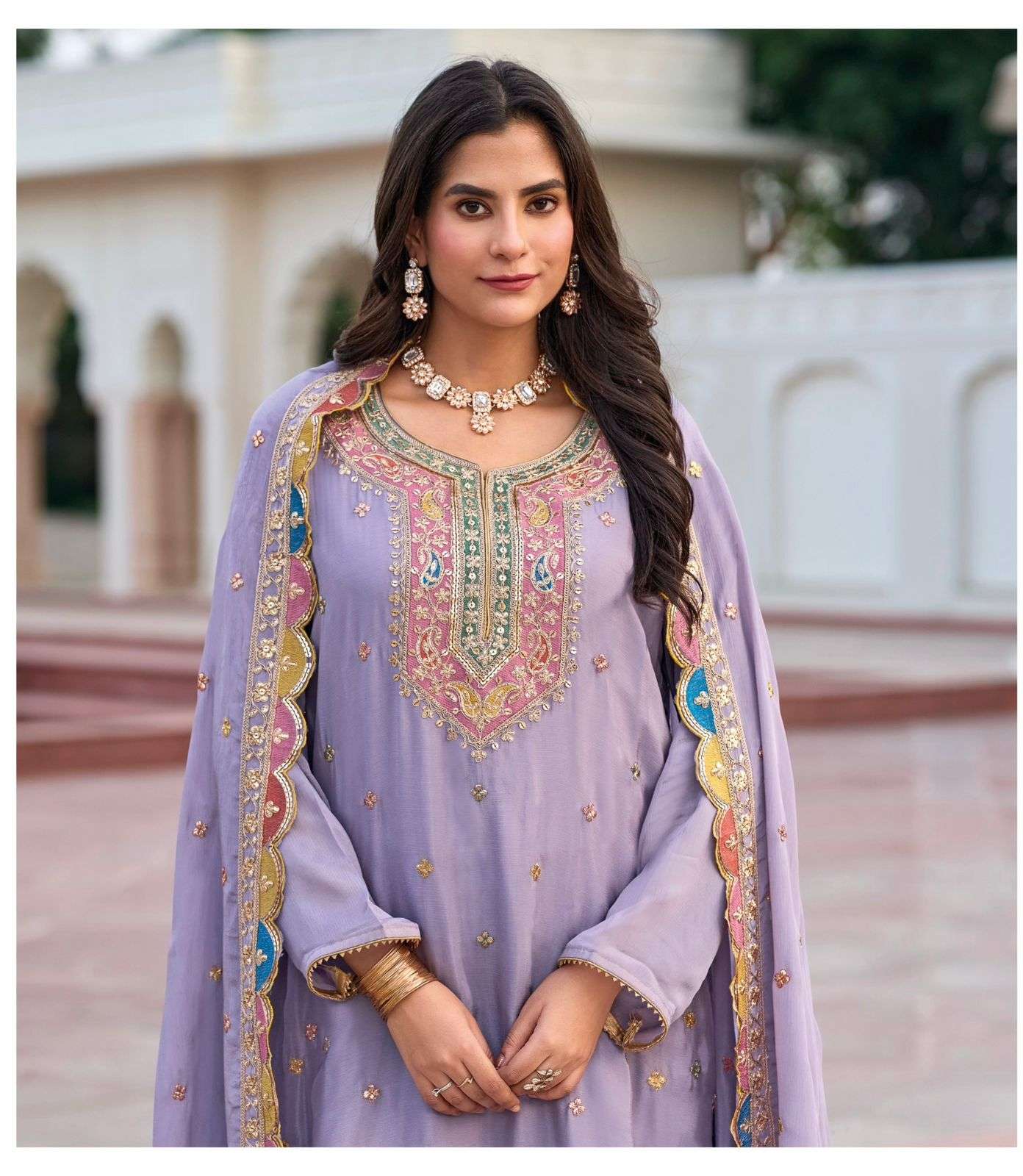 ZEENAT BY YOUR CHOICE IN HEAVY CHINON WITH PAKISTANI SARARA STYLE