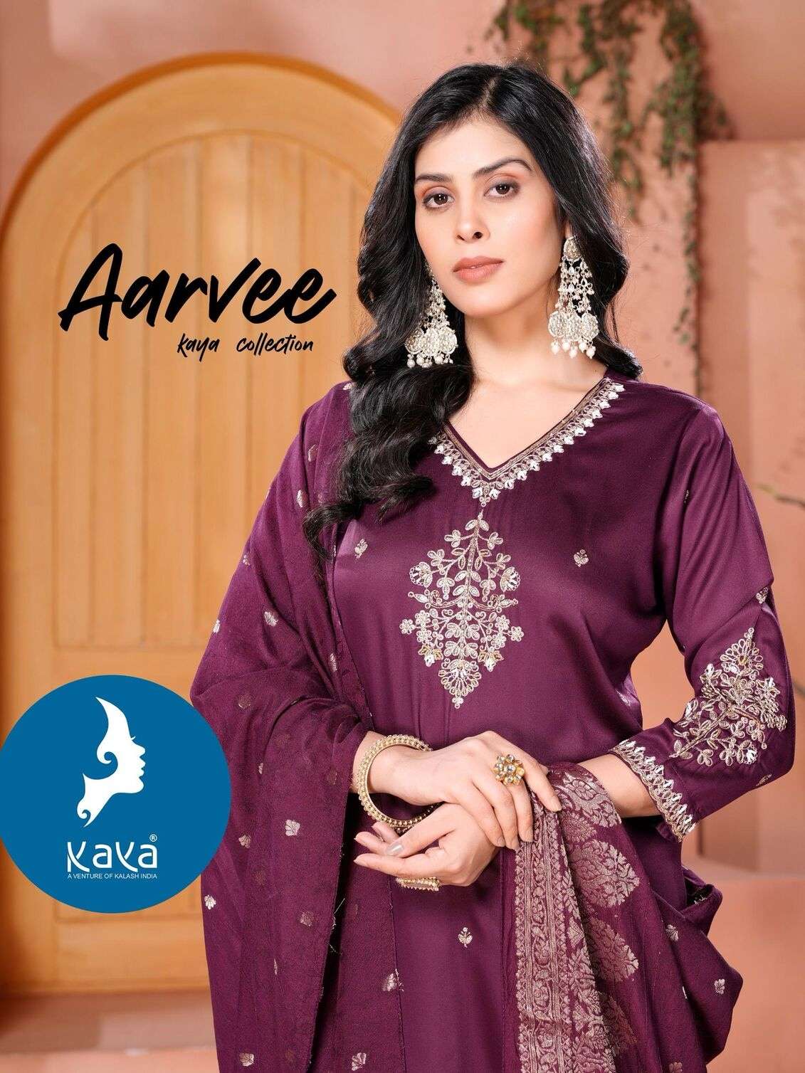 AARVEE BY KAYA KURTI IN GAJI SILK 3 PIECE CONCEPT WITH STRAIGHT CUT AND FANCY CHANDERI DUPATTA 