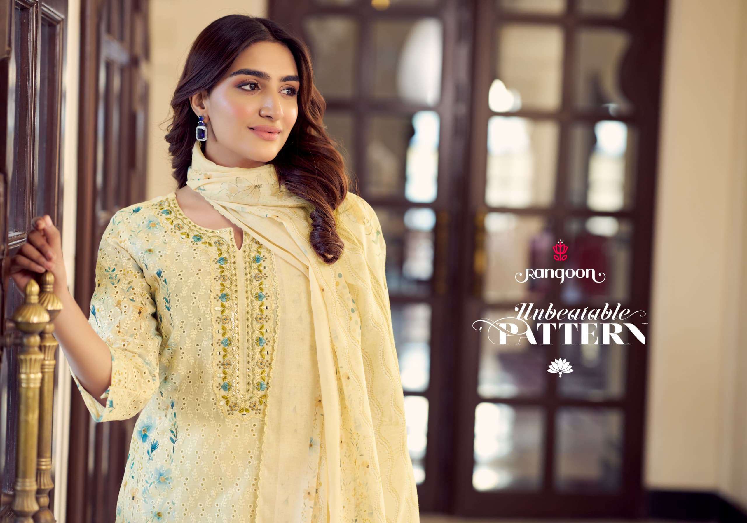 ANIKA BY RANGOON IN PURE COTTON CHIEFLTY WITH FANCY EMBROIDERY WORK & MIRROR WORK