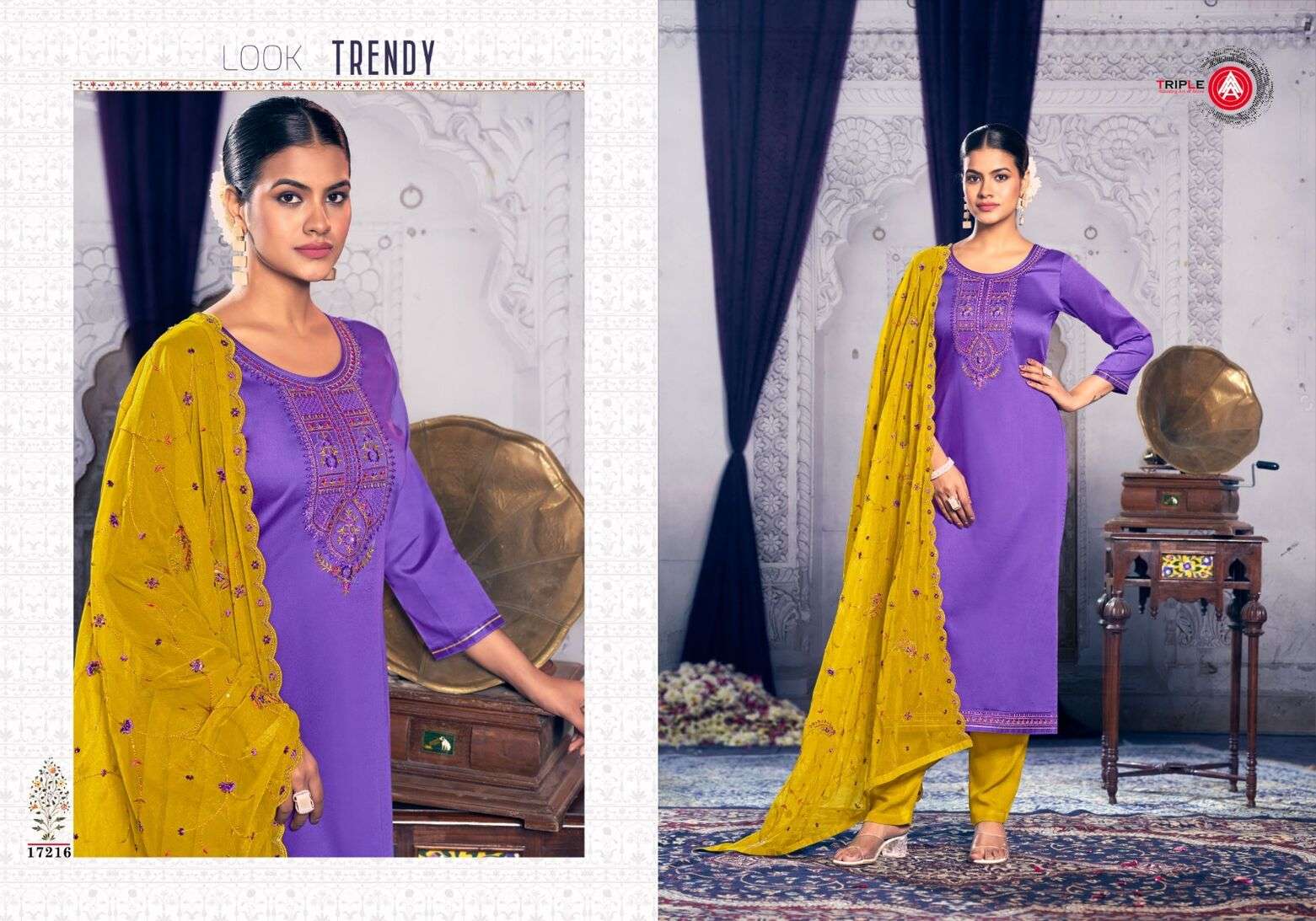 APARNA BY TRIPLE IN JAM COTTON WITH HEAVY WORK AND NAZNEEN SIMMER DUPATTA