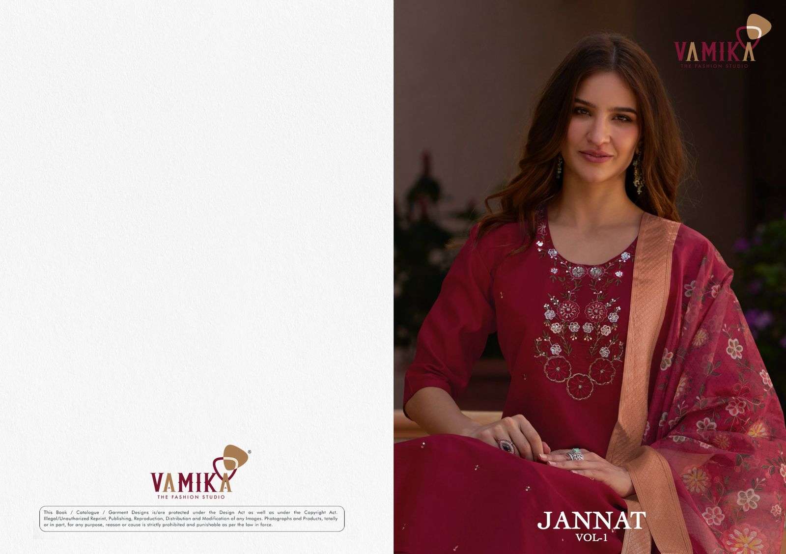 JANNAT VOL-1 BY VAMIKA IN HEAVY VISCOS VERTICAL SILK WITH CHEAP INNER WITH HANDWORK