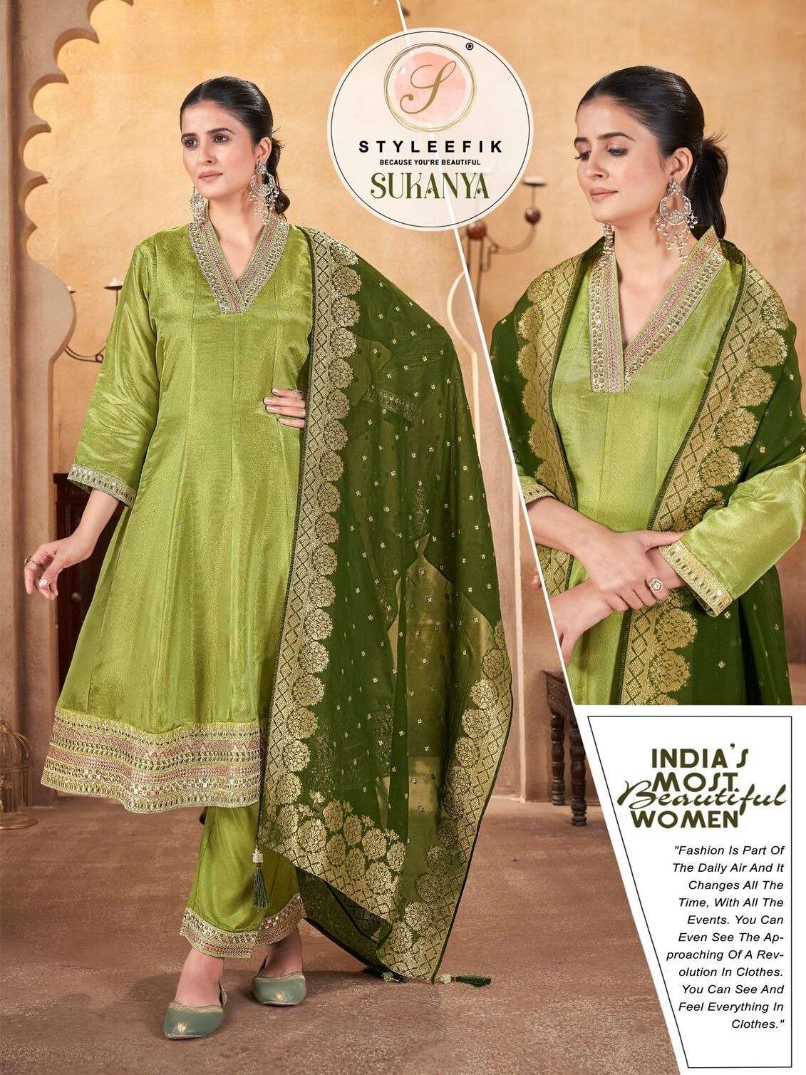 SUKANYA BY STYLEFIK IN PURE TISSUE SILK WITH ORGANZA JACQUARD DUPATTA 